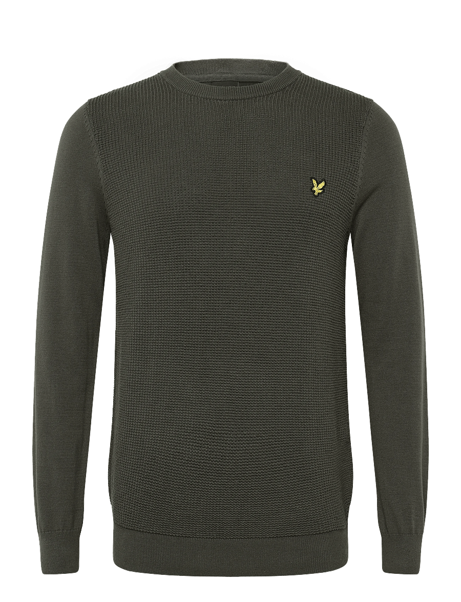 Lyle & Scott - Panelled Waffle Crew Neck Jumper - rundhalsad - shadow slate - 0