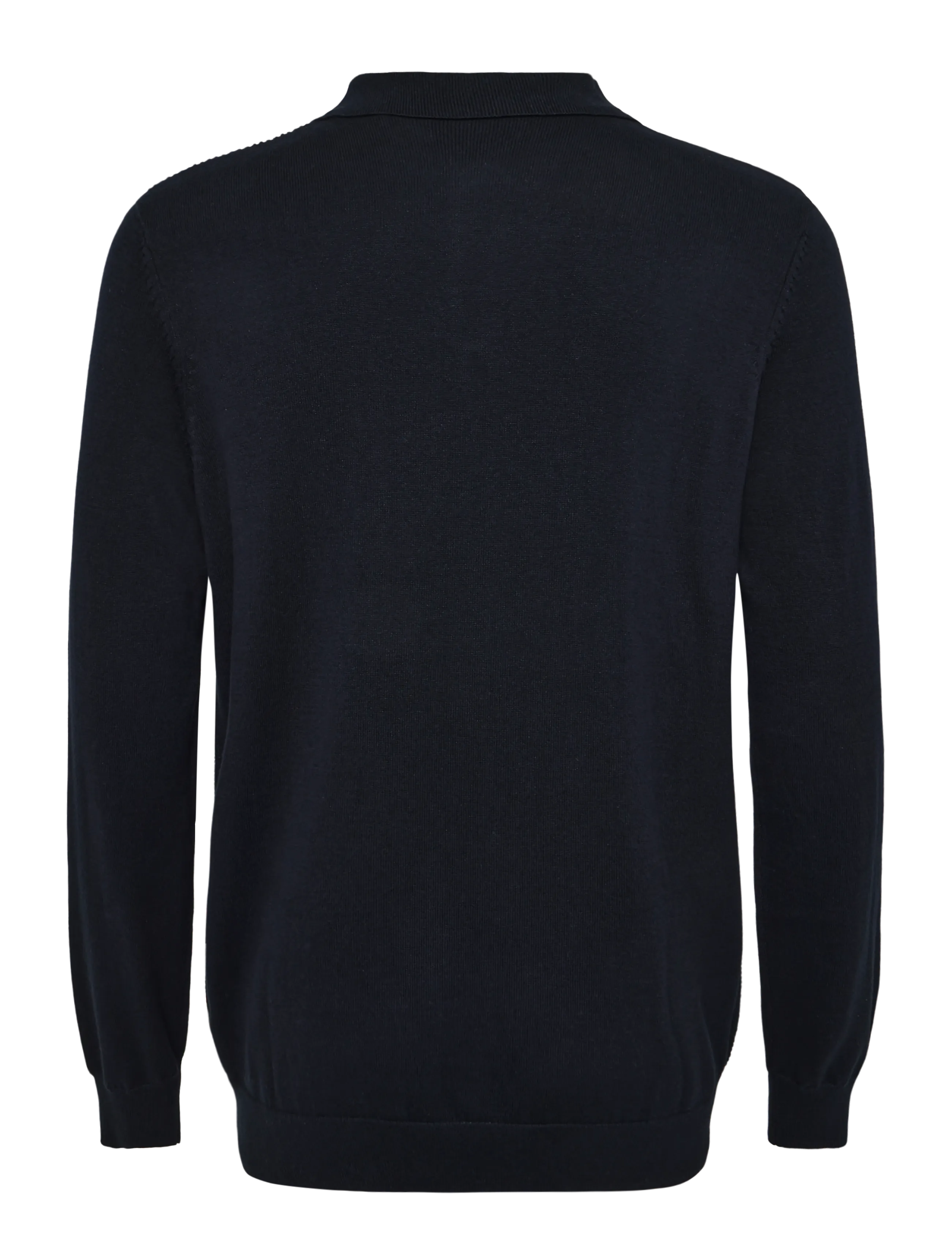 Lyle & Scott - Panelled Waffle Knitted Polo - long-sleeved knitted polos - dark navy - 1