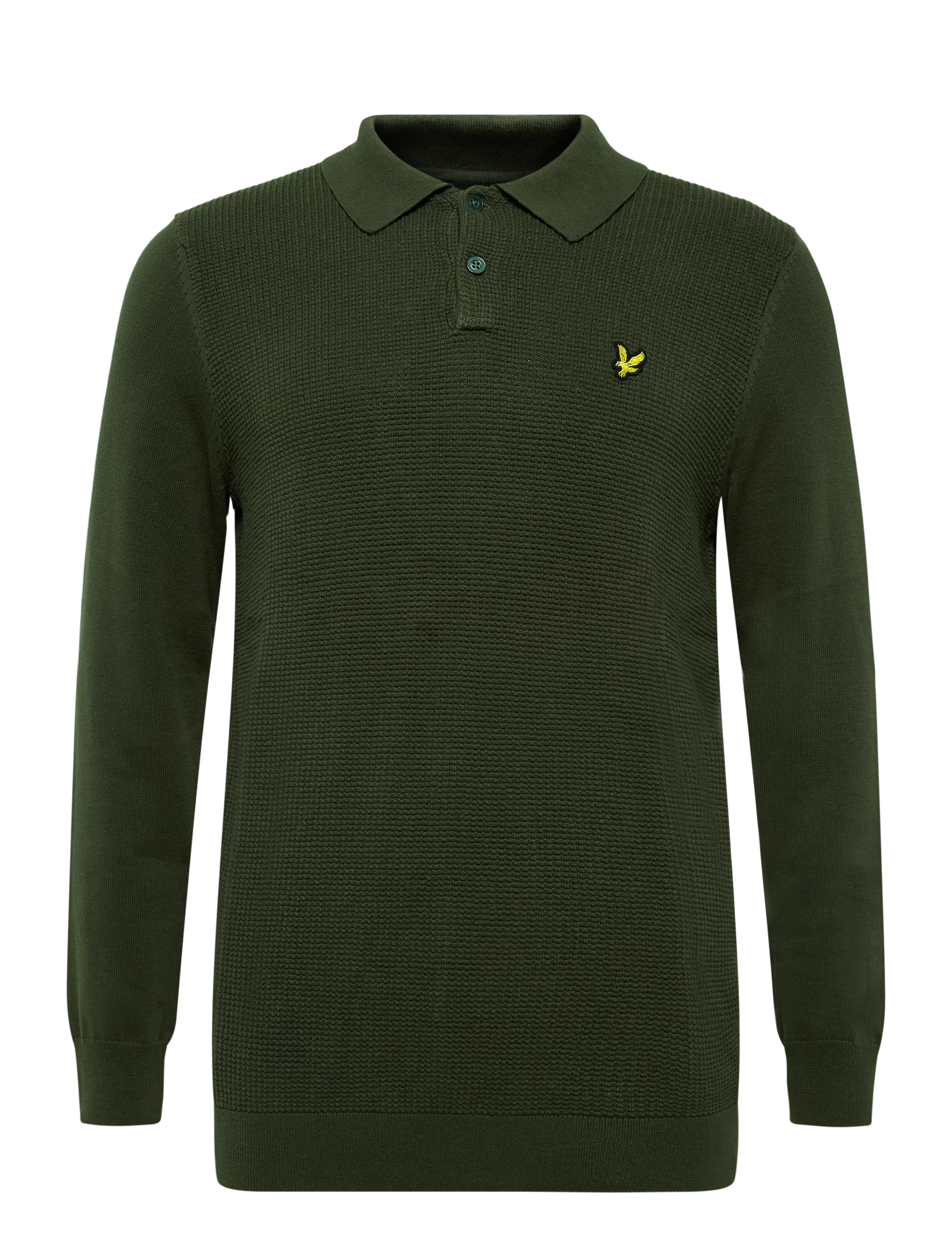 Lyle & Scott Panelled Waffle Knitted Polo - Pikkade varrukatega polod - SHADOW SLATE / khaki/green