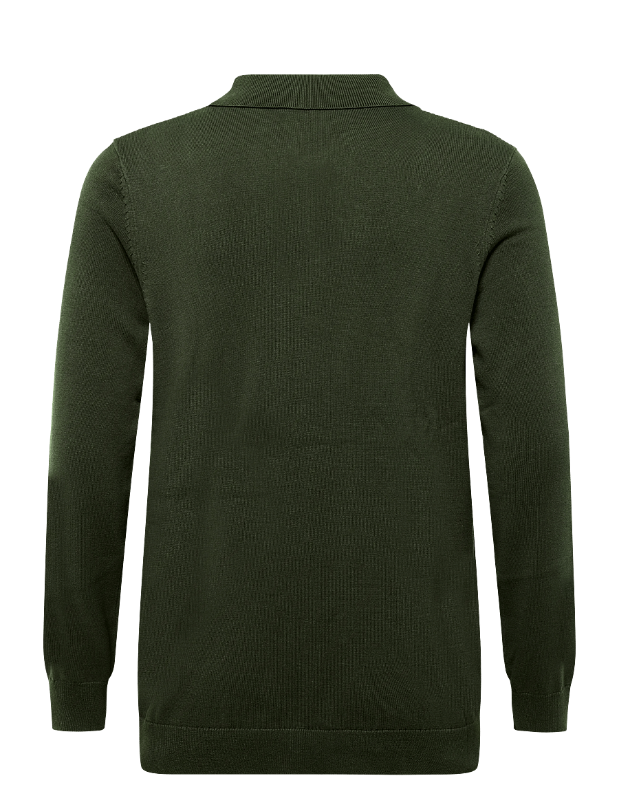 Lyle & Scott - Panelled Waffle Knitted Polo - poloer i strik med lange ærmer - shadow slate - 1