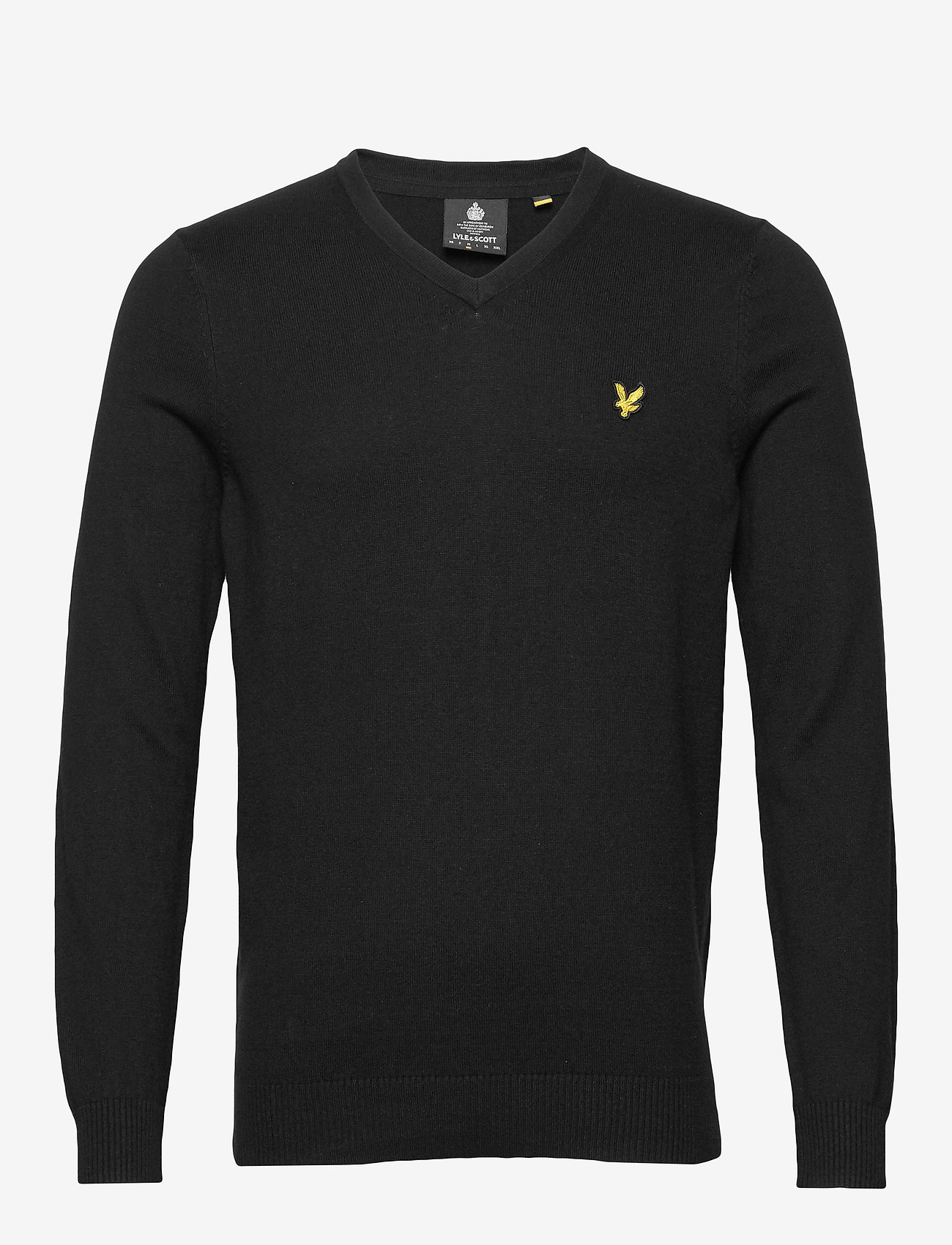 Lyle & Scott - Cotton Merino V Neck Jumper - megzti laisvalaikio drabužiai - jet black - 0