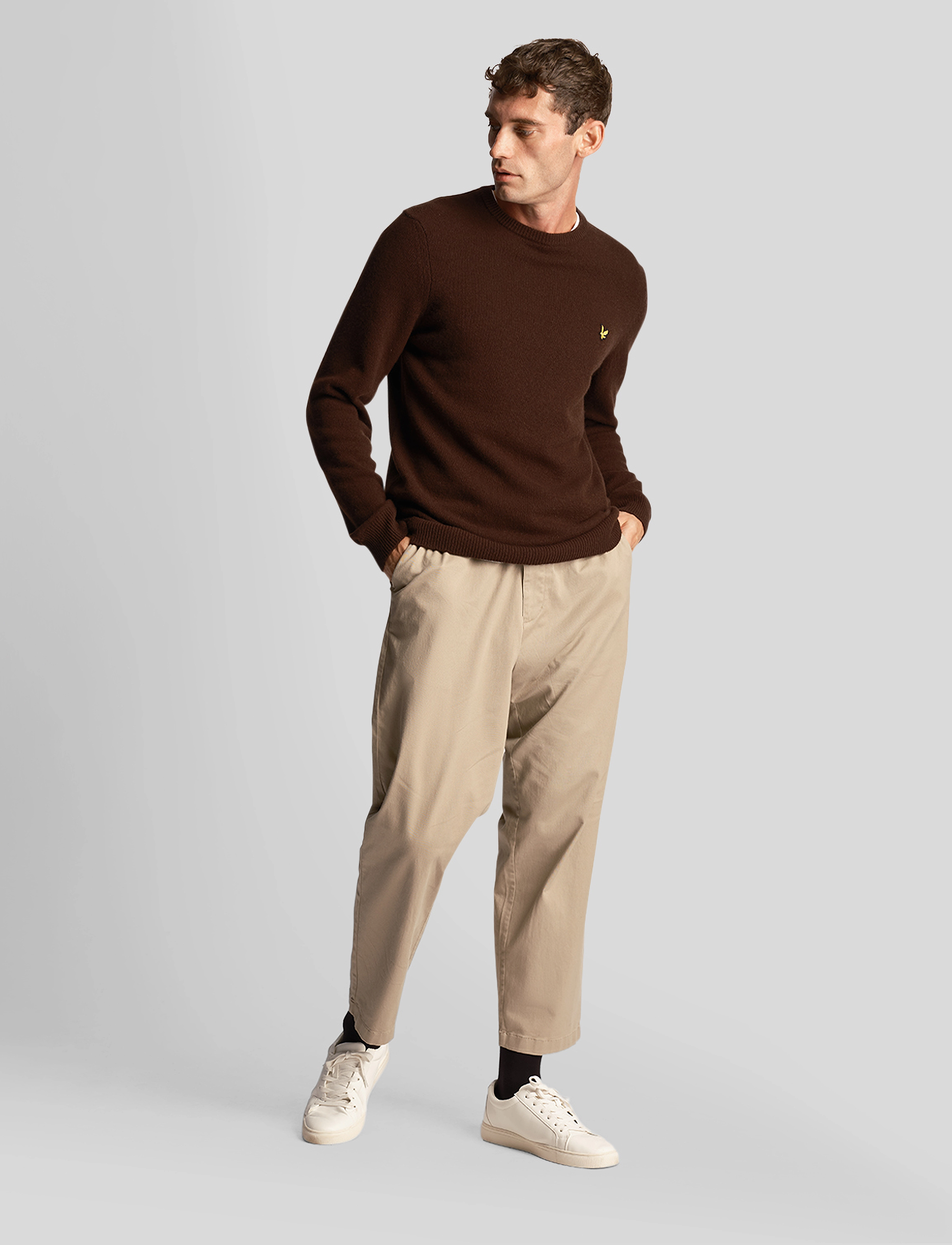 Lyle & Scott - Crew Neck Lambswool Blend Jumper - w826 sediment marl - 3