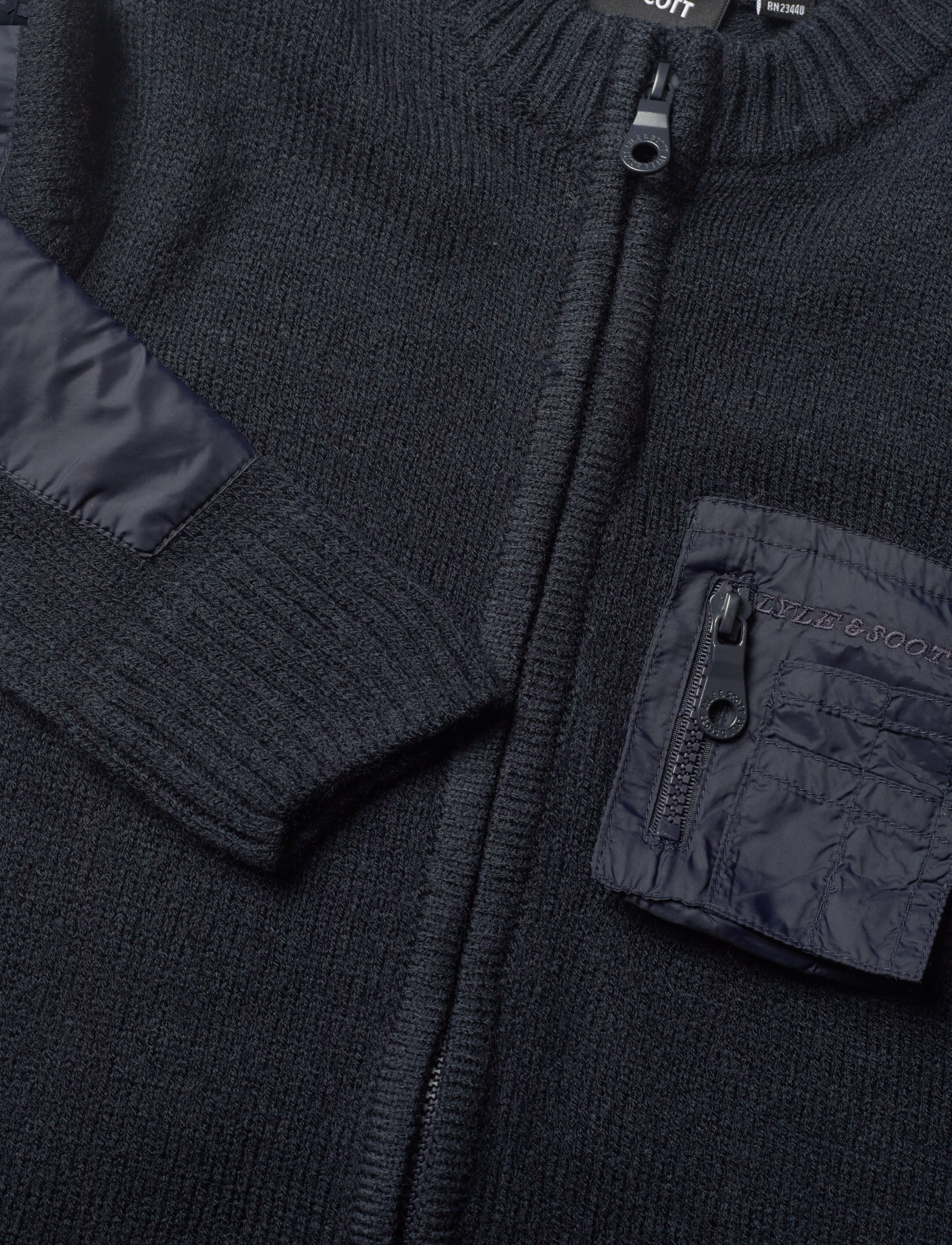 Lyle & Scott - Tonal Nylon Trim Cardigan - z271 dark navy - 2