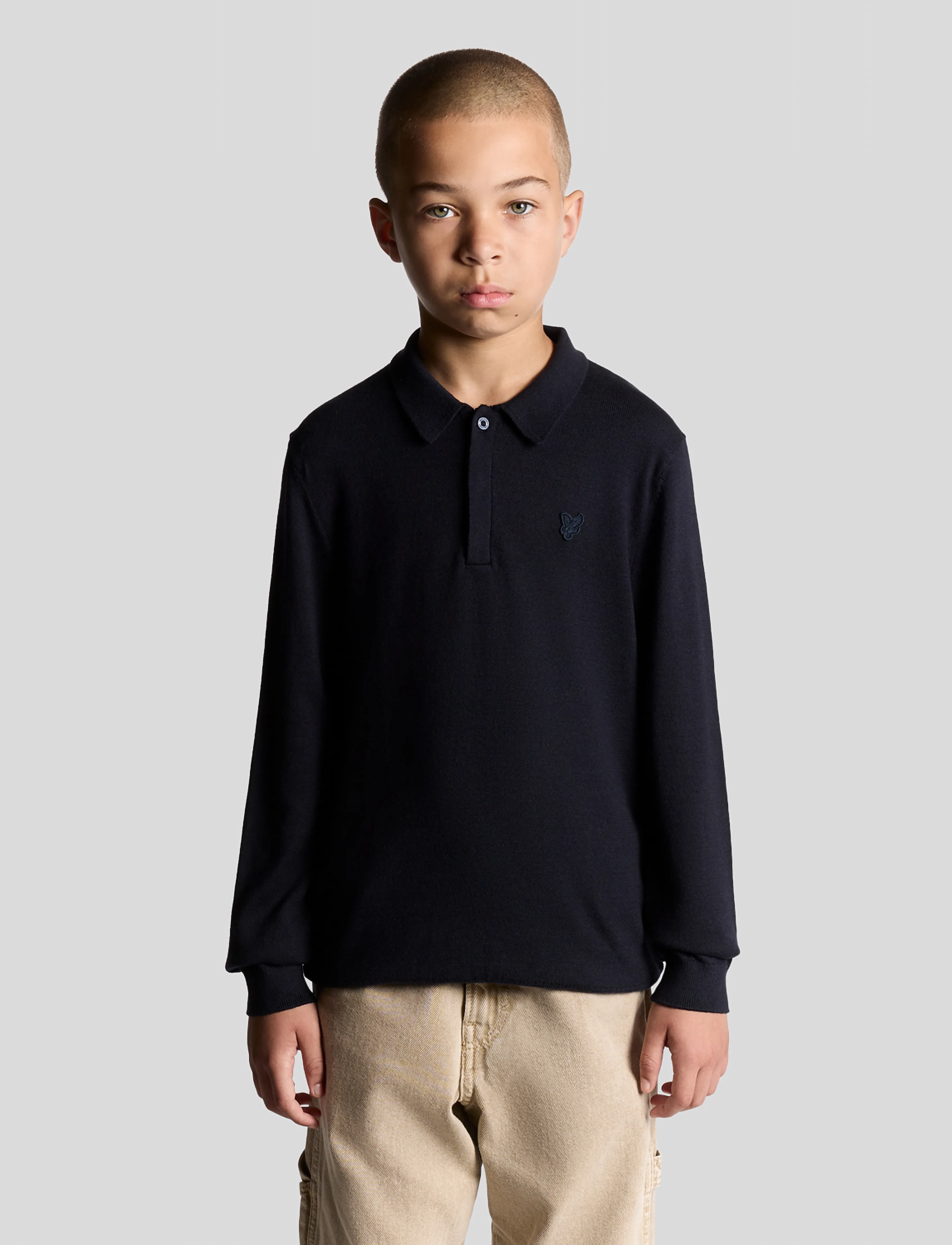 Lyle & Scott Ls Knitted Polo Shirt, 140-146, Navy, Polo Skjorter > Langærmede Polo Shirts, Børn