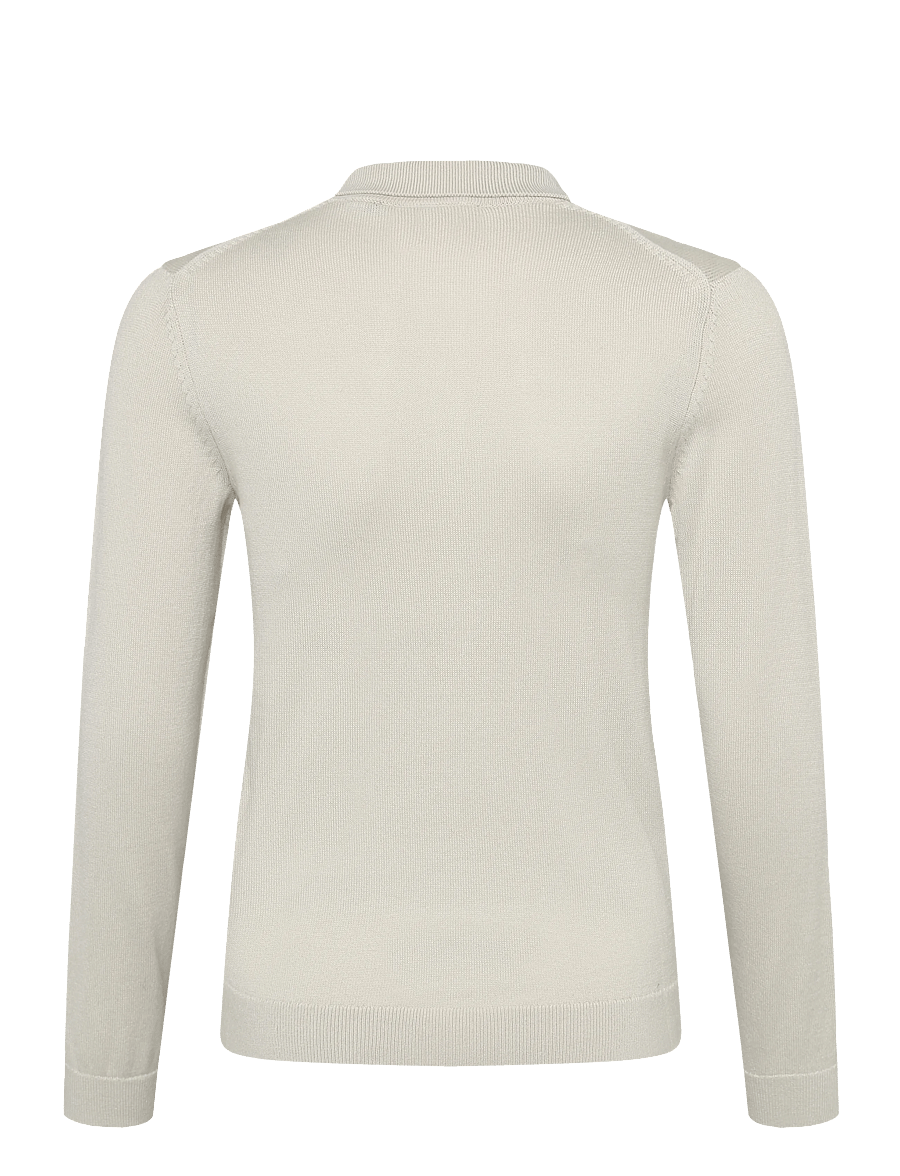 Lyle & Scott - LS Knitted Polo Shirt - långärmade pikéer - putty - 1