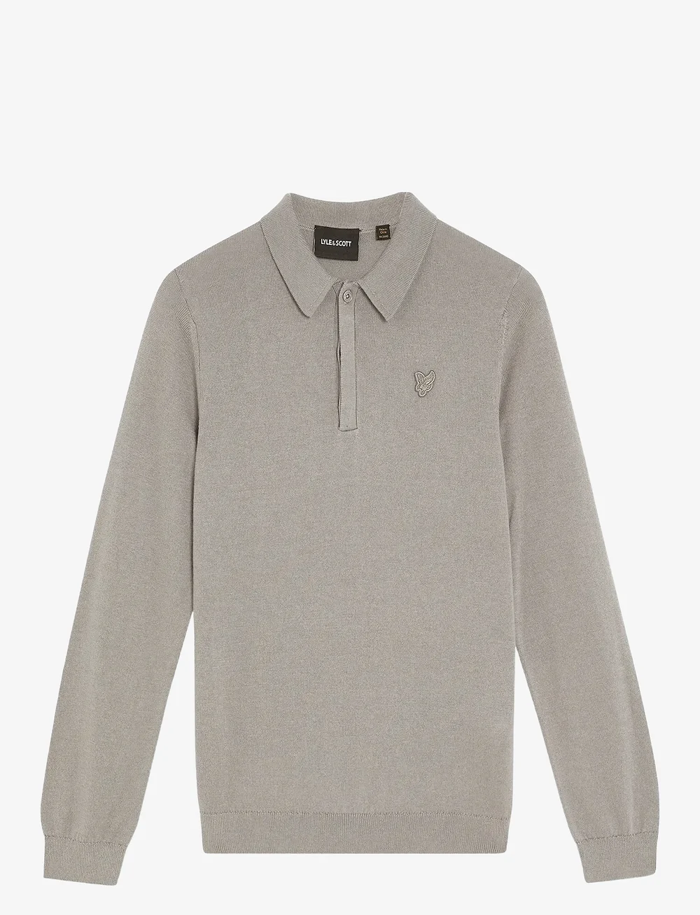 Lyle & Scott - LS Knitted Polo Shirt - långärmade pikéer - x852 sharkskin - 1