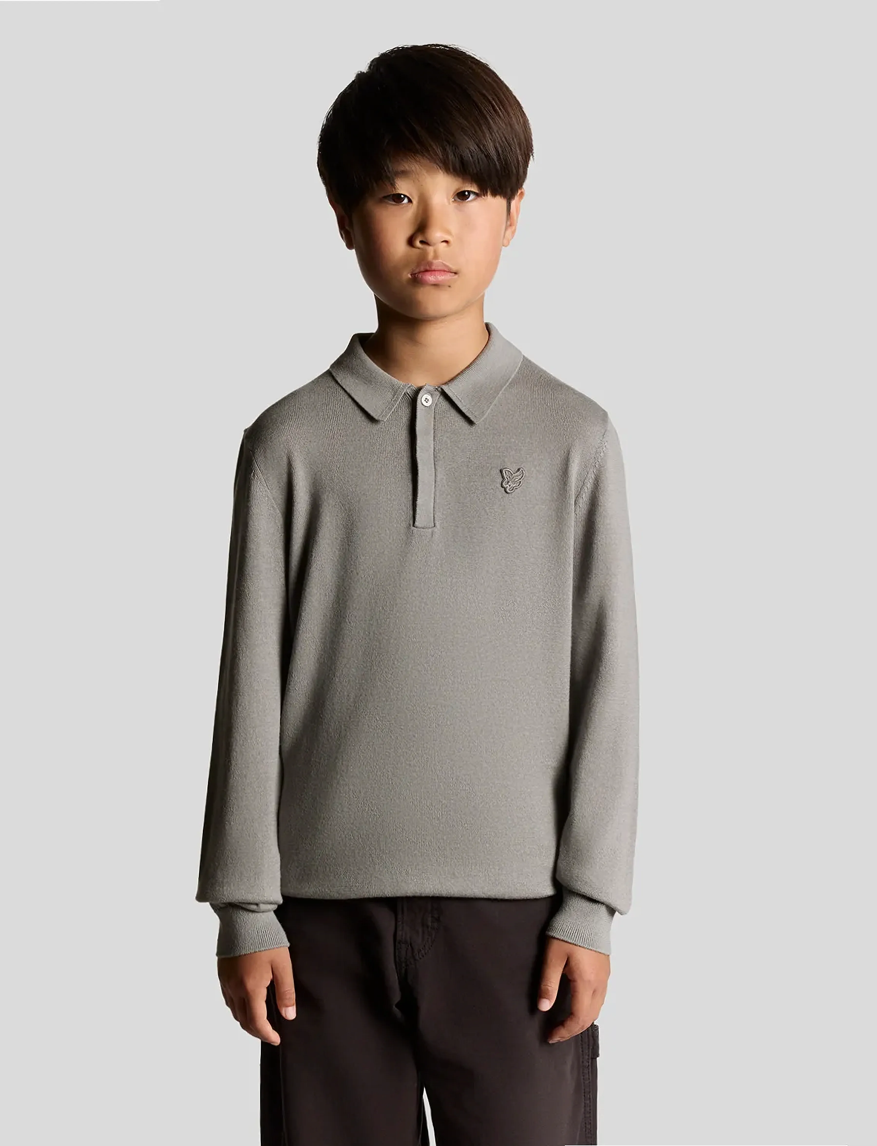 Lyle & Scott Ls Knitted Polo Shirt, 170-176, Grey, Polo Skjorter > Langærmede Polo Shirts, Børn