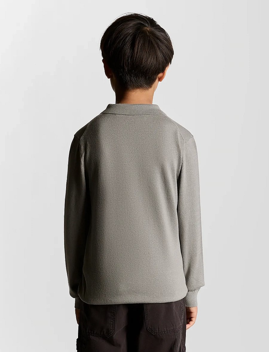 Lyle & Scott - LS Knitted Polo Shirt - långärmade pikéer - x852 sharkskin - 2