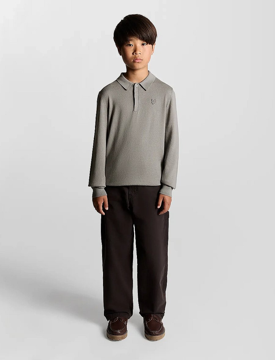 Lyle & Scott - LS Knitted Polo Shirt - långärmade pikéer - x852 sharkskin - 3