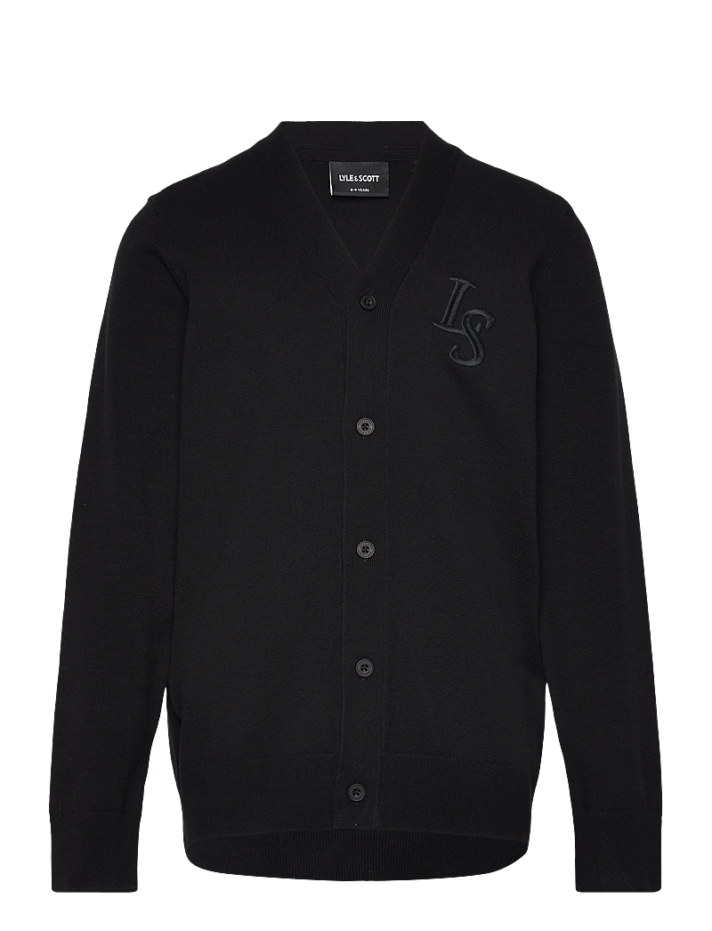 Lyle & Scott - L&S Monogram Button Through Cardigan - koftor - z865 jet black - 0