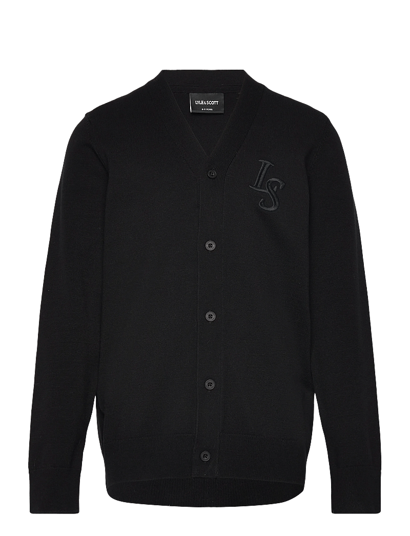 Lyle & Scott - L&S Monogram Button Through Cardigan - cardigans - z865 jet black - 0