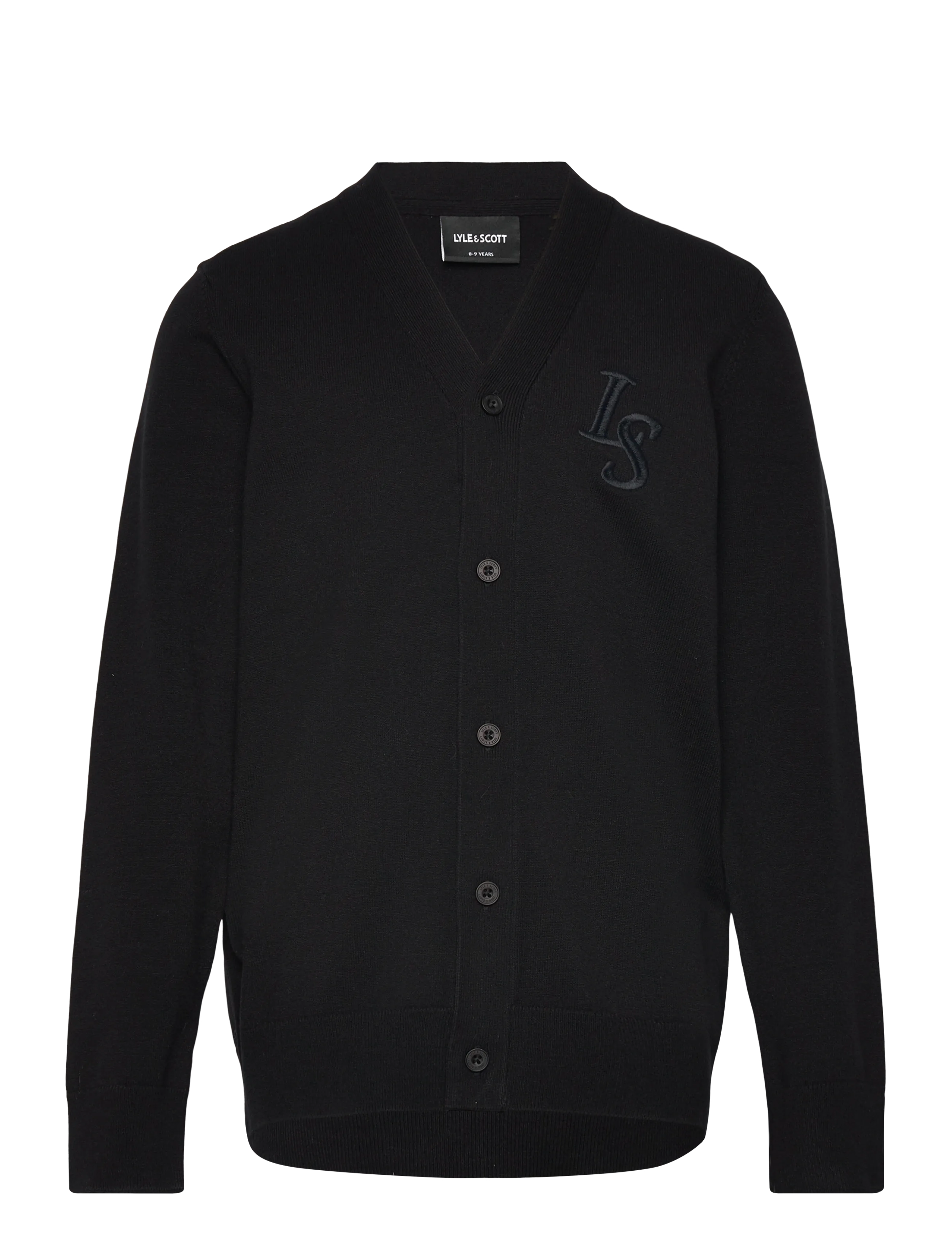 Lyle & Scott L&S Monogram Button Through Cardigan - Strickmode - Z865 JET BLACK / black