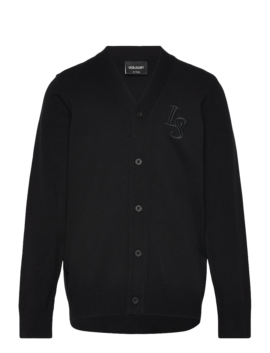 Lyle & Scott - L&S Monogram Button Through Cardigan - cardigans - z865 jet black - 0