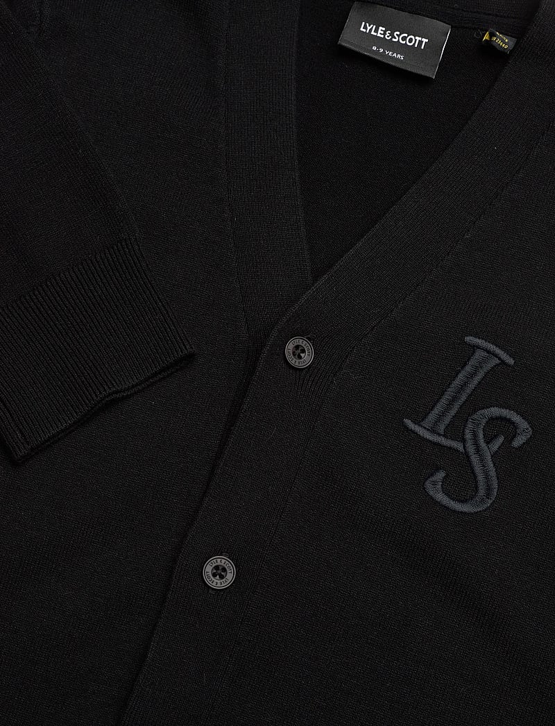 Lyle & Scott - L&S Monogram Button Through Cardigan - cardigans - z865 jet black - 2