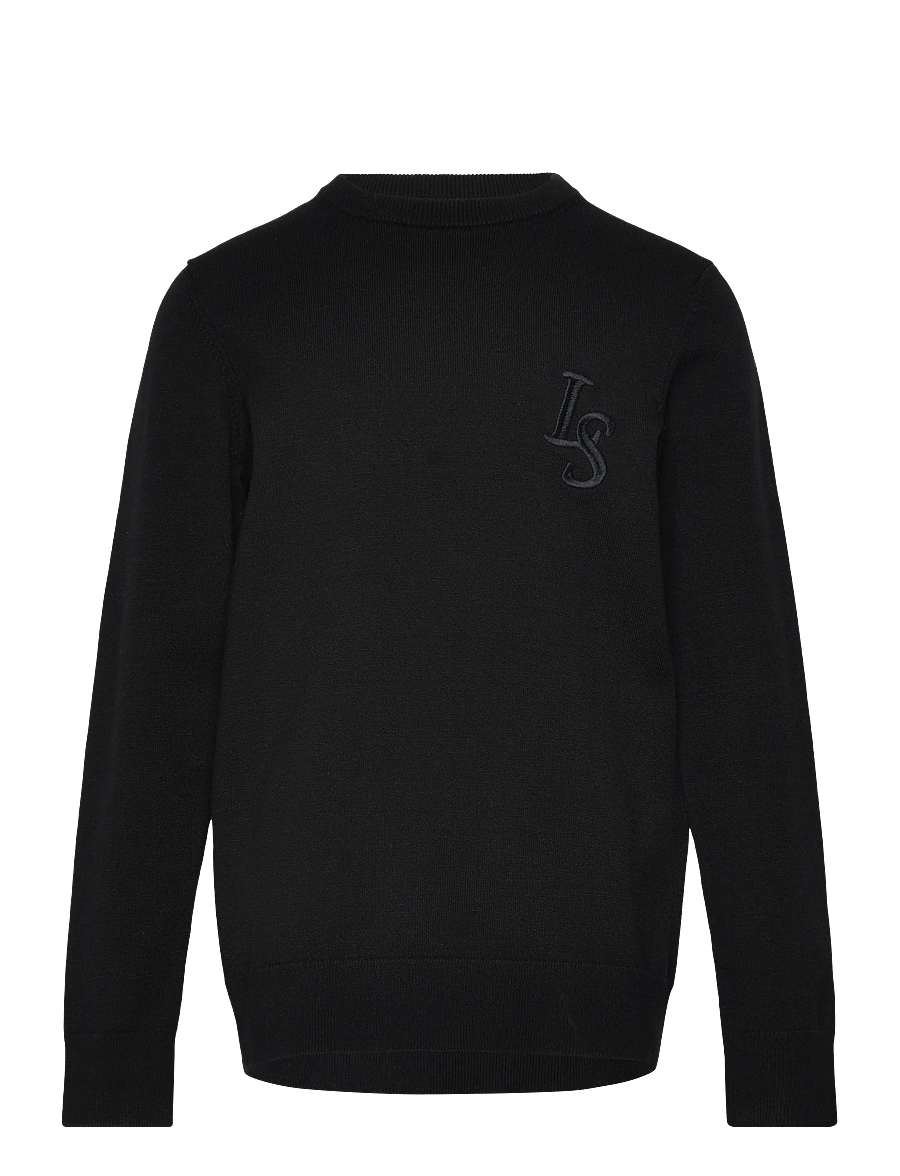 Lyle & Scott - L&S Monogram Crew Neck Jumper - stickade tröjor - z865 jet black - 0