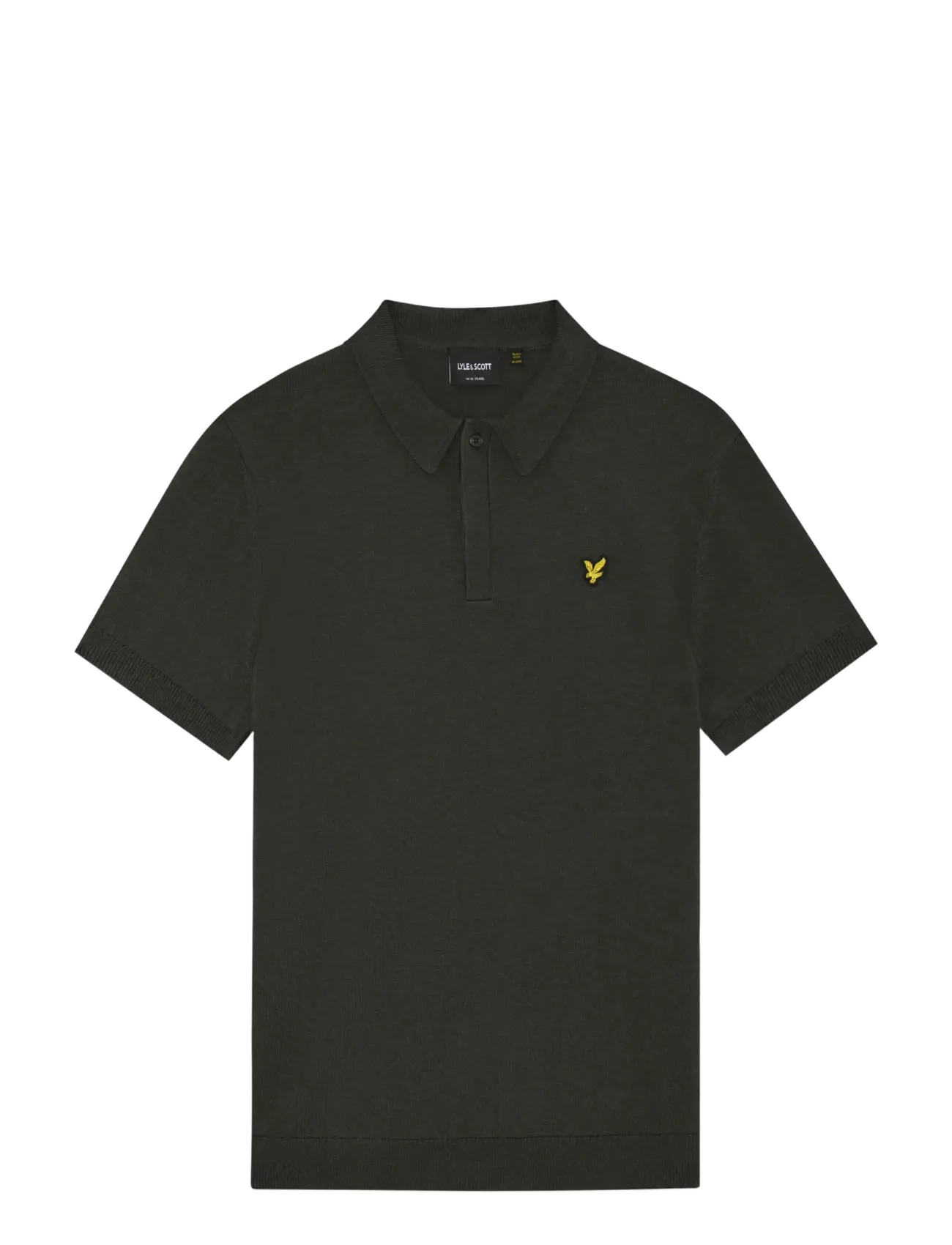 Lyle & Scott SS Knitted Polo Shirt - Teens 9-14 år - GUNMETAL / khaki/green