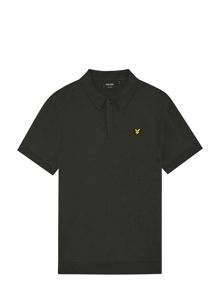 Lyle & Scott - SS Knitted Polo Shirt - kortærmede poloer - gunmetal - 0