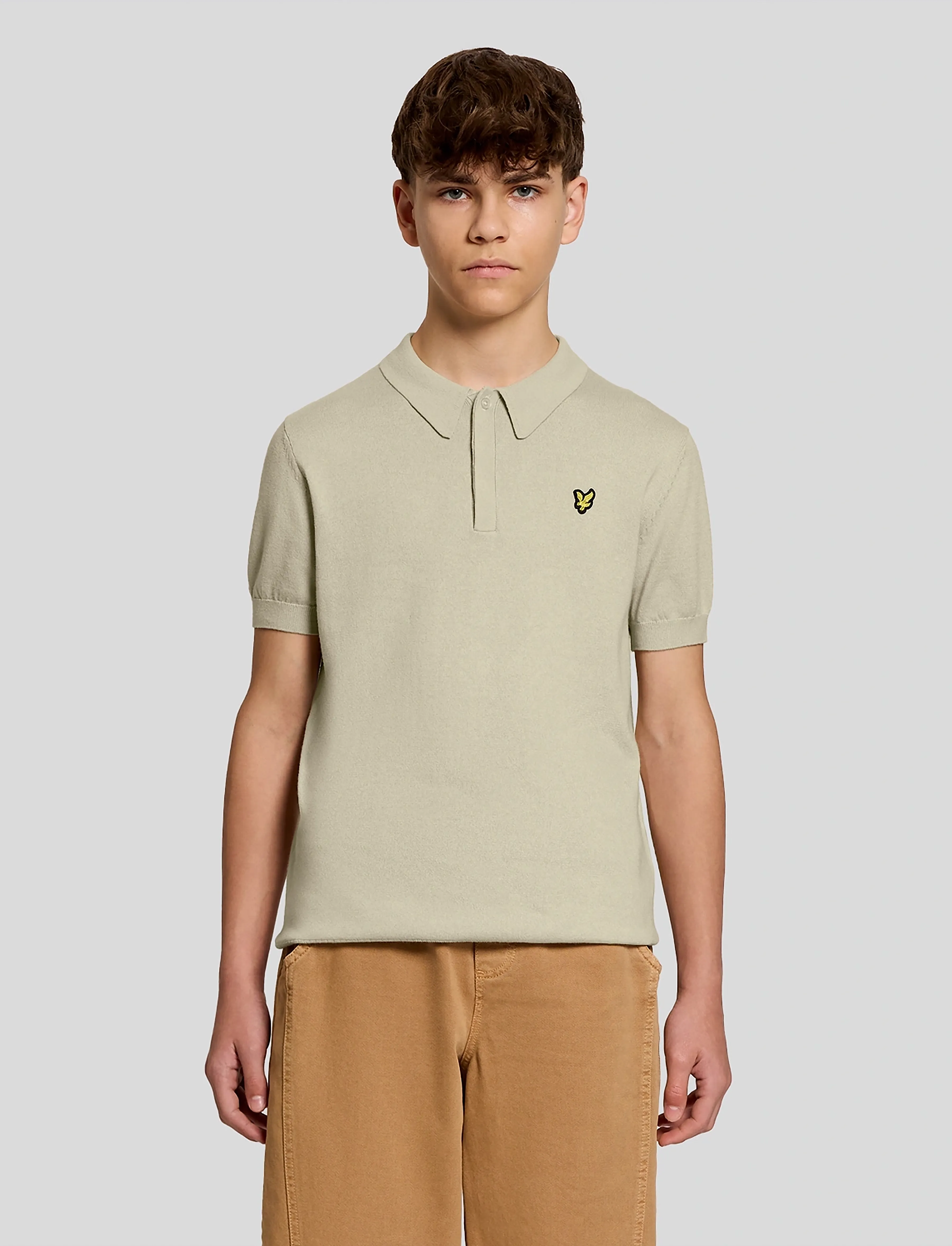 Lyle & Scott SS Knitted Polo Shirt - Kortärmade pikéer - Y117 WHEAT / cream