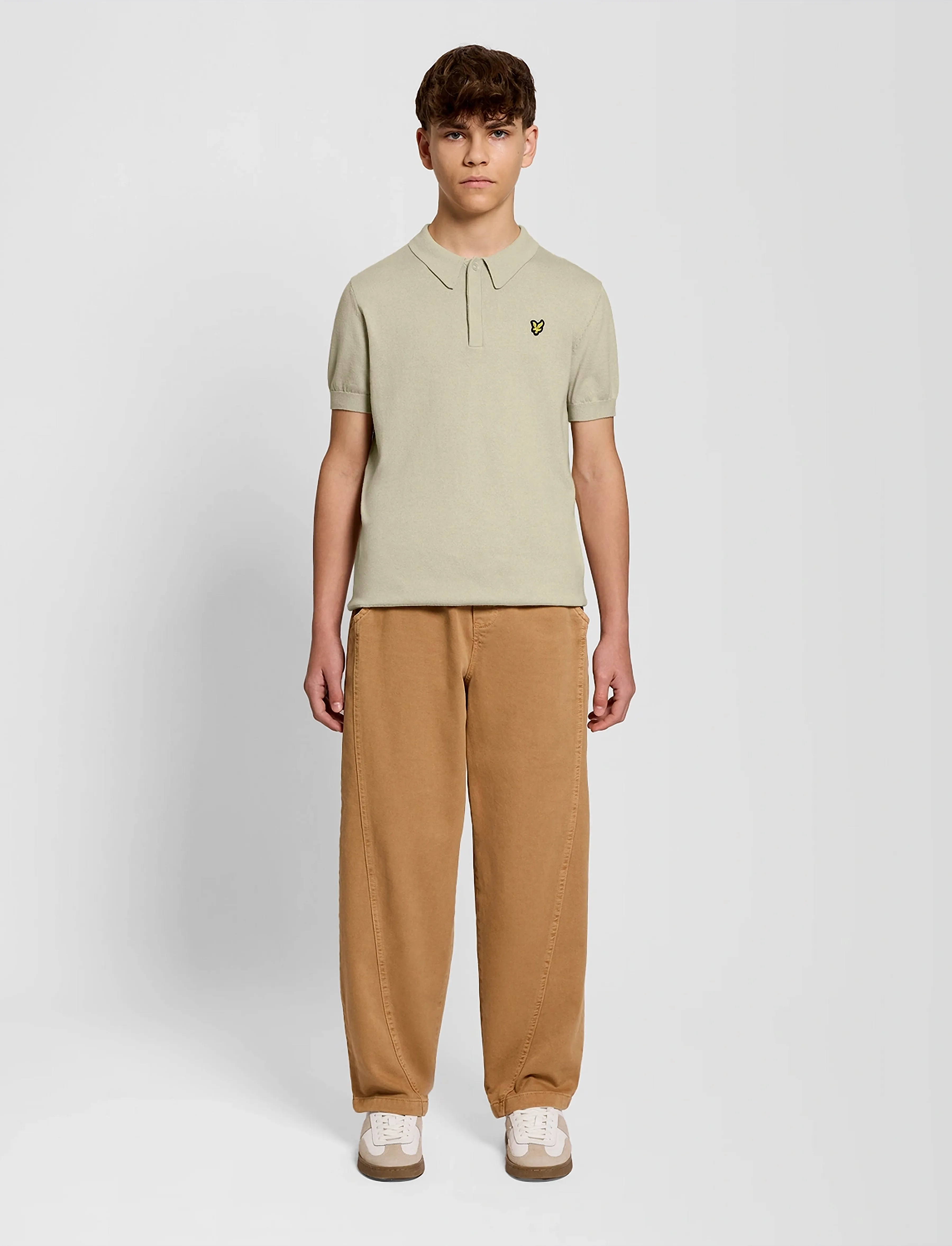 Lyle & Scott - SS Knitted Polo Shirt - kortärmade pikéer - y117 wheat - 2