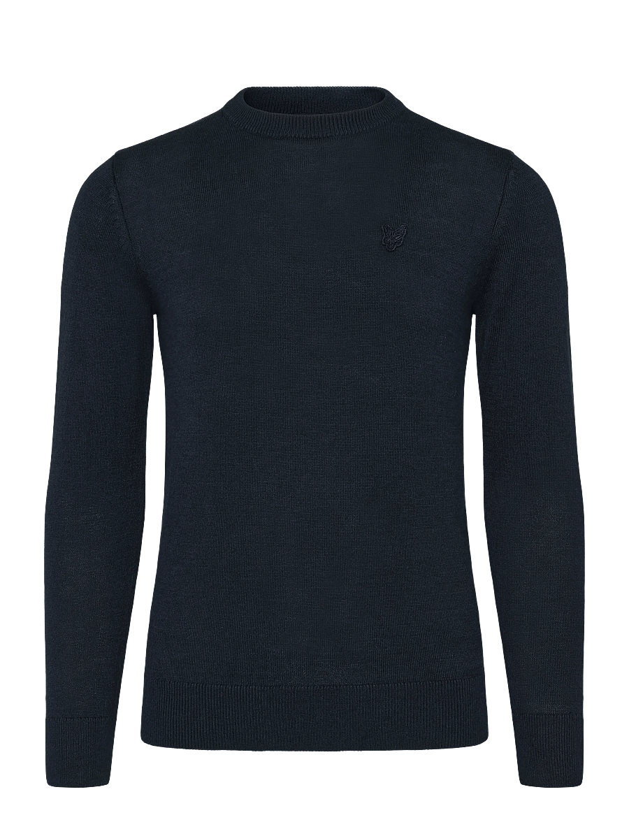 Lyle & Scott - Tonal Eagle Crew Neck Jumper - trøjer - dark navy - 0