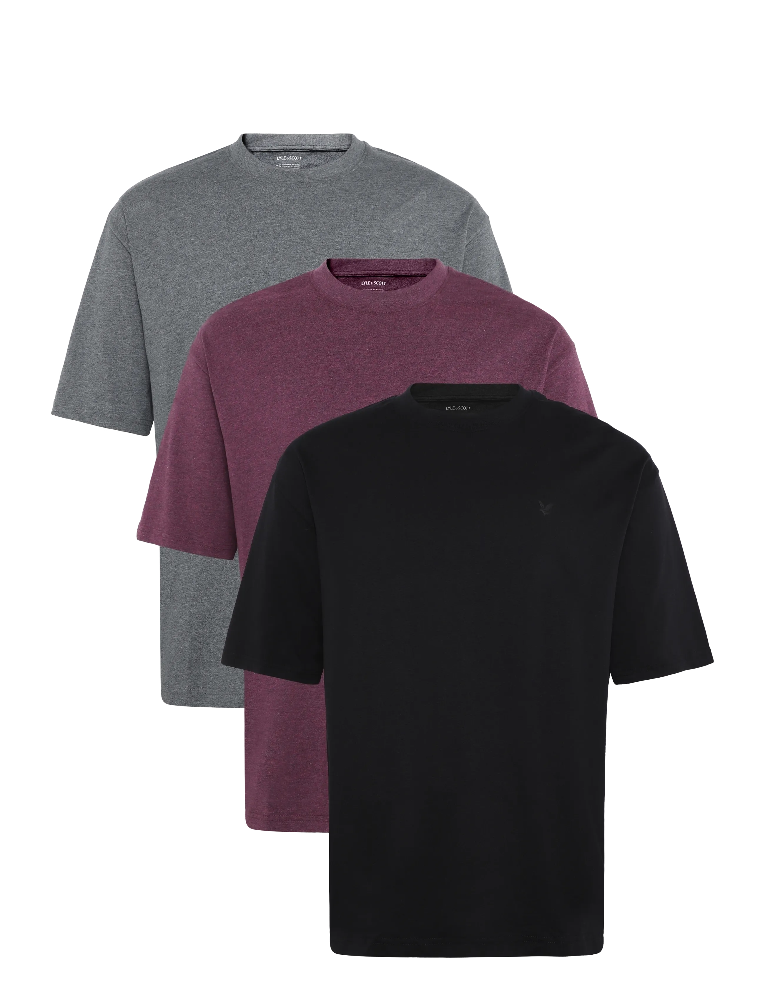 Lyle & Scott 3 Pack Relaxed T-Shirt - Streetstyle - JET BLACK/GRAPHITE MARL/MIDNIGHT RUBY / black