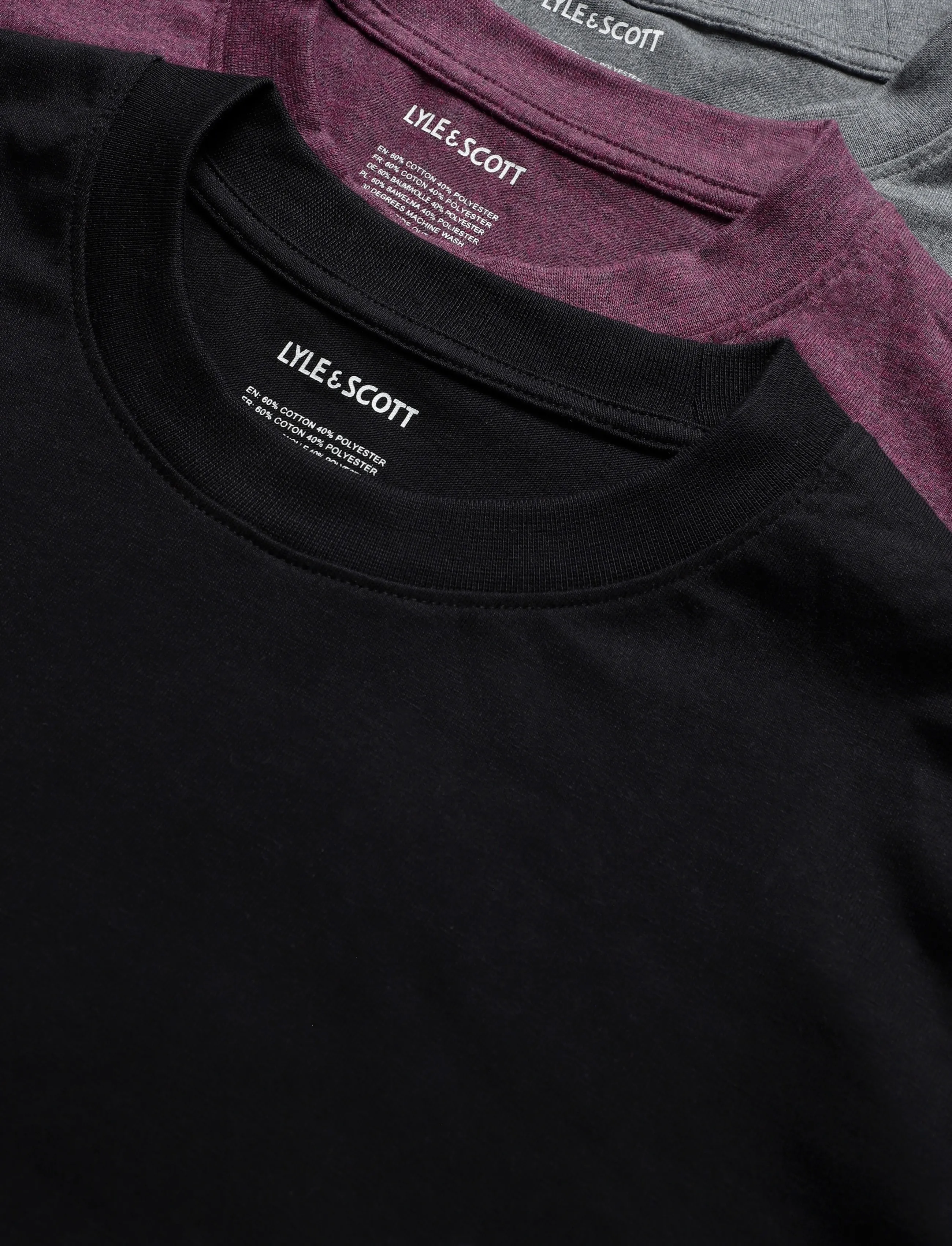 Lyle & Scott - 3 Pack Relaxed T-Shirt - jet black/graphite marl/midnight ruby - 2