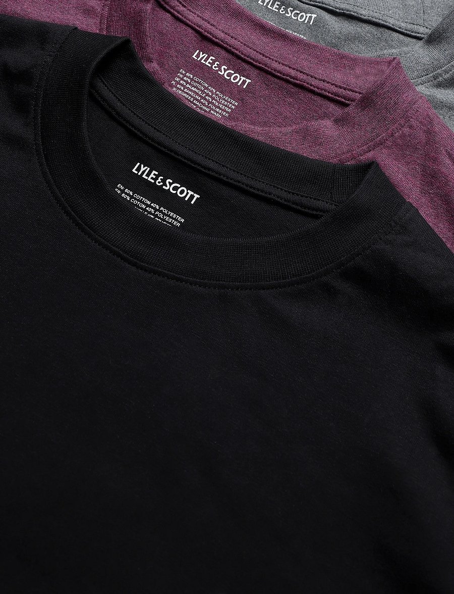 Lyle & Scott - 3 Pack Relaxed T-Shirt - jet black/graphite marl/midnight ruby - 2