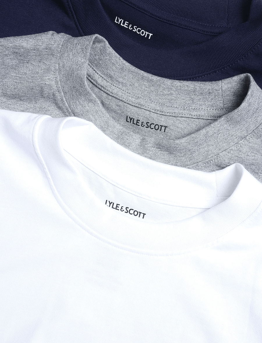 Lyle & Scott - 3 Pack Relaxed T-Shirt - lühikeste varrukatega t-särgid - navy/mid grey marl/white - 2
