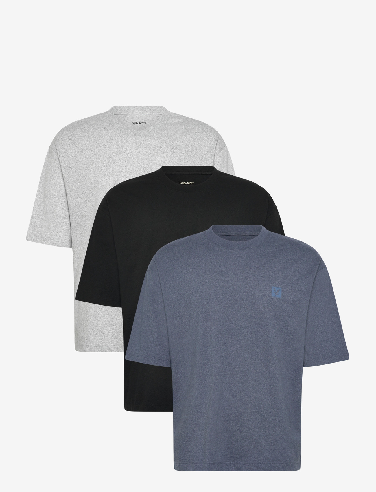 Lyle & Scott - 3 Pack Relaxed T-Shirt - lühikeste varrukatega t-särgid - jet black/light grey marl/moonlight - 1