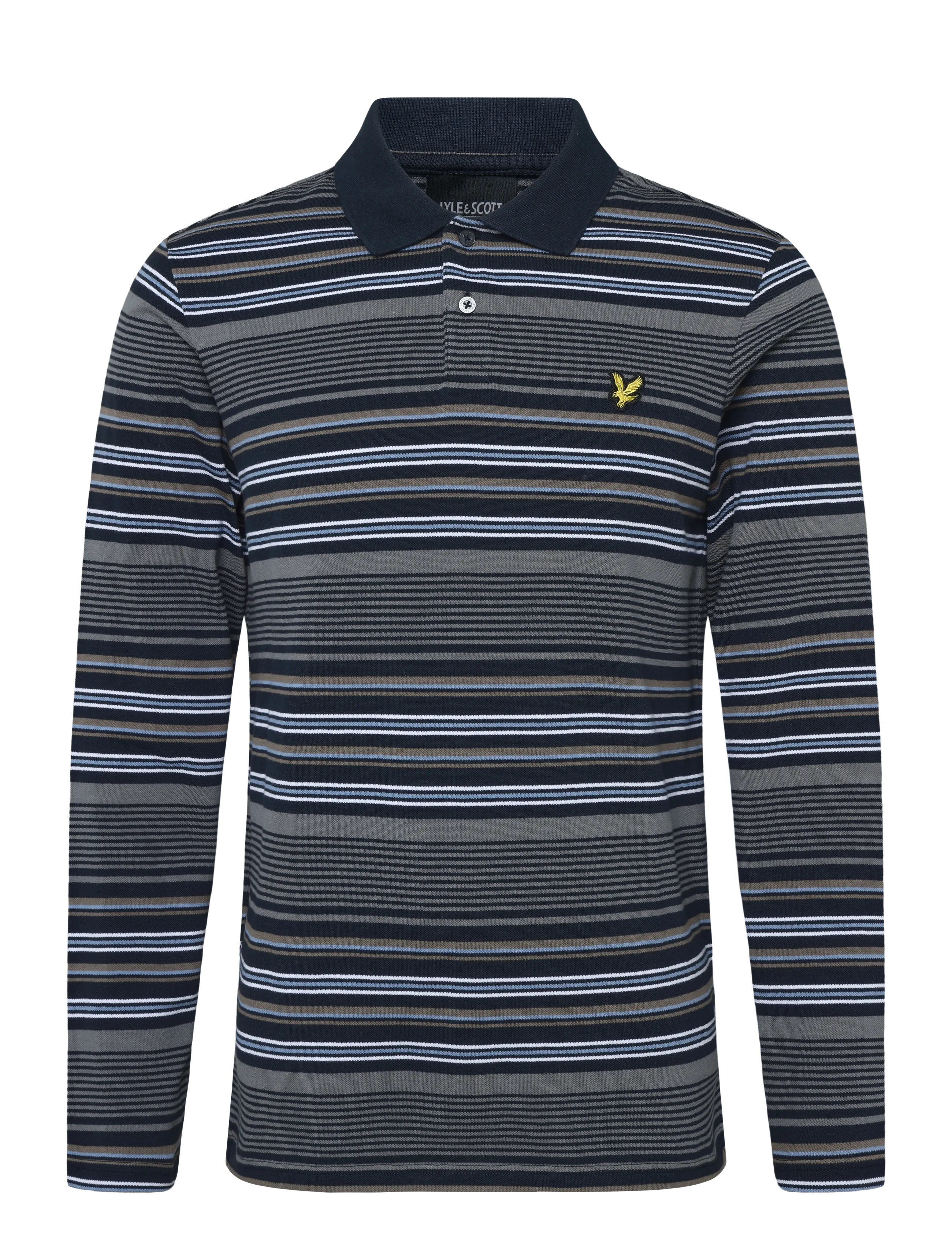 Lyle & Scott Multi Stripe Long Sleeve Polo Shirt - Strickmode - DARK NAVY / navy