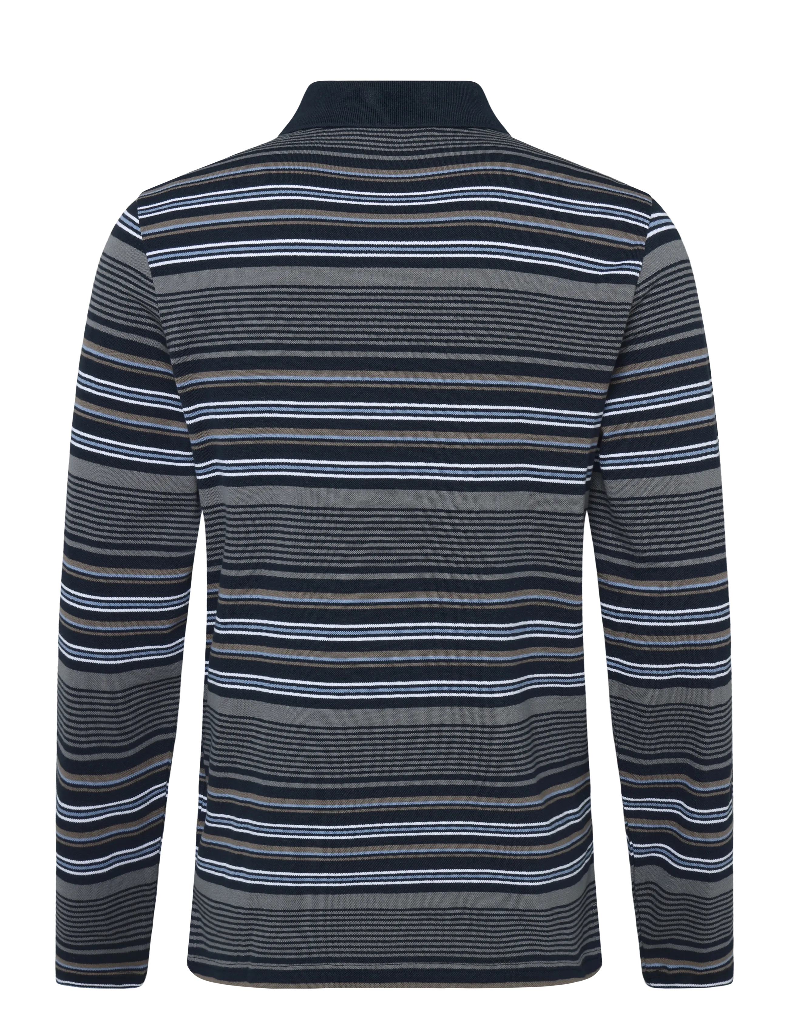 Lyle & Scott - Multi Stripe Long Sleeve Polo Shirt - langärmelige strick-polohemden - dark navy - 1