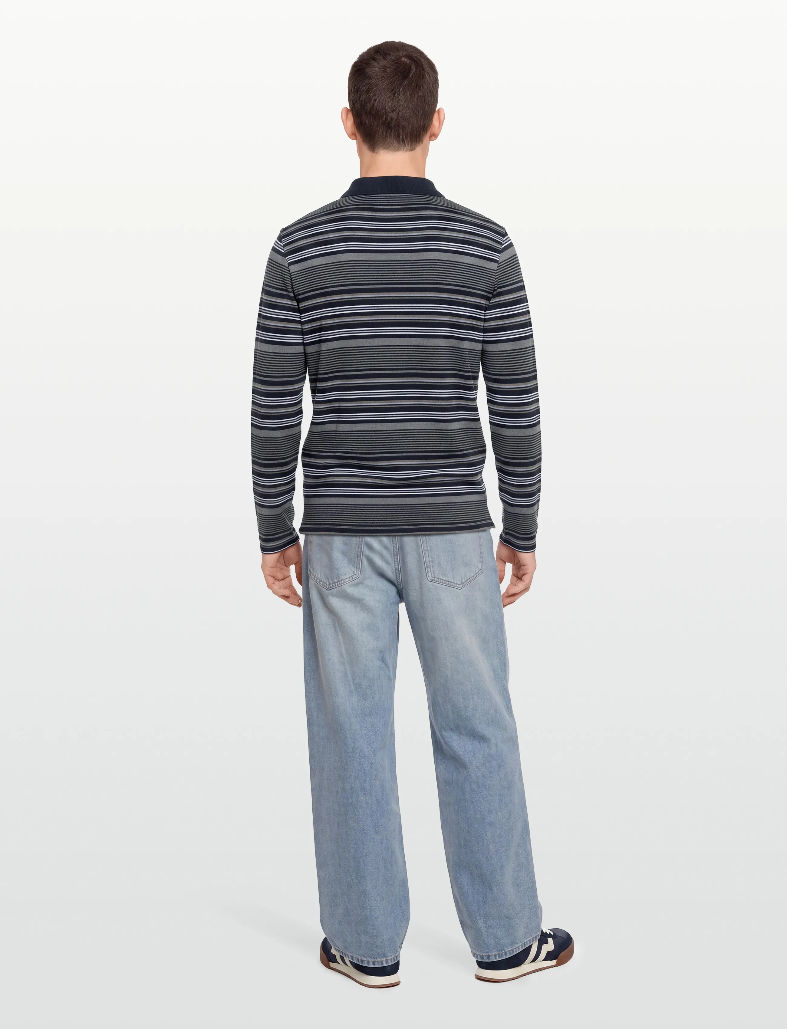 Multi Stripe Long Sleeve Polo Shirt 3