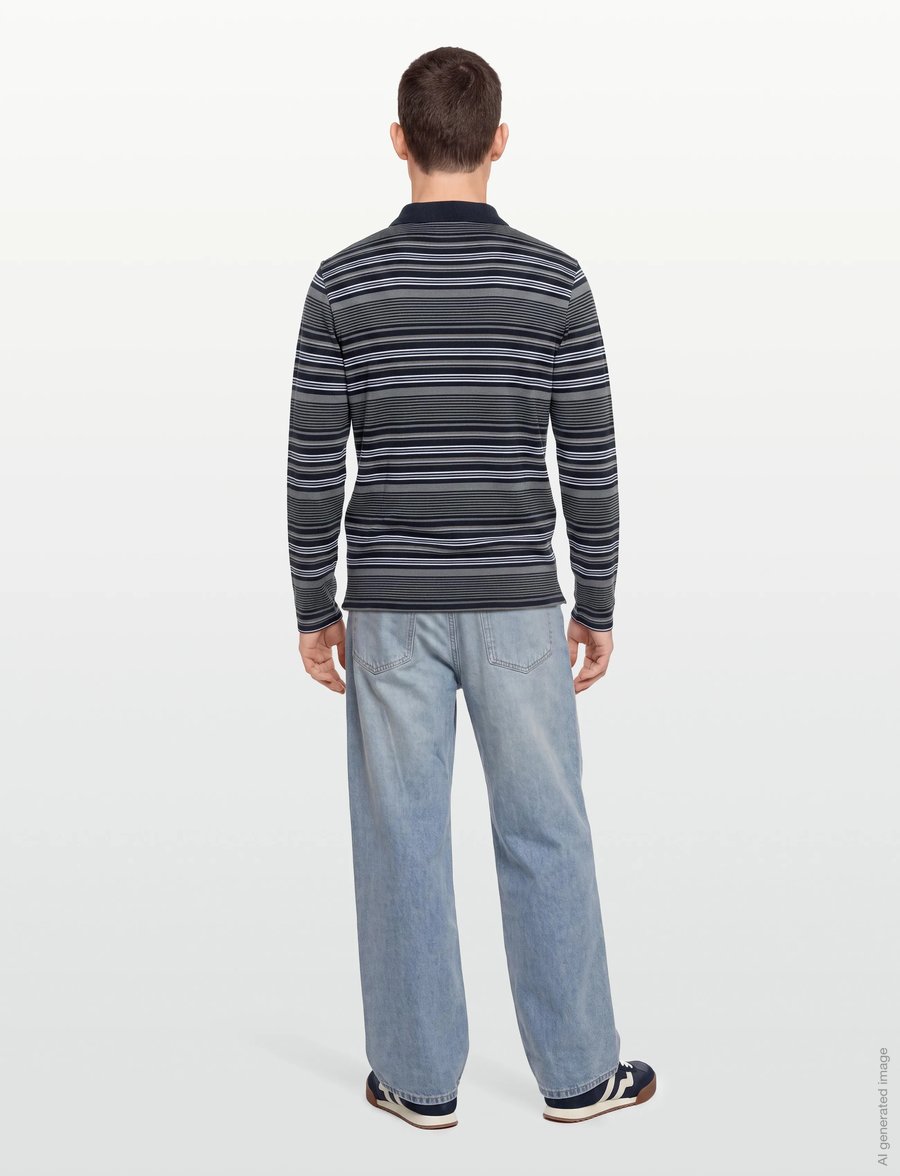Lyle & Scott - Multi Stripe Long Sleeve Polo Shirt - geweven polo's met lange mouwen - dark navy - 4