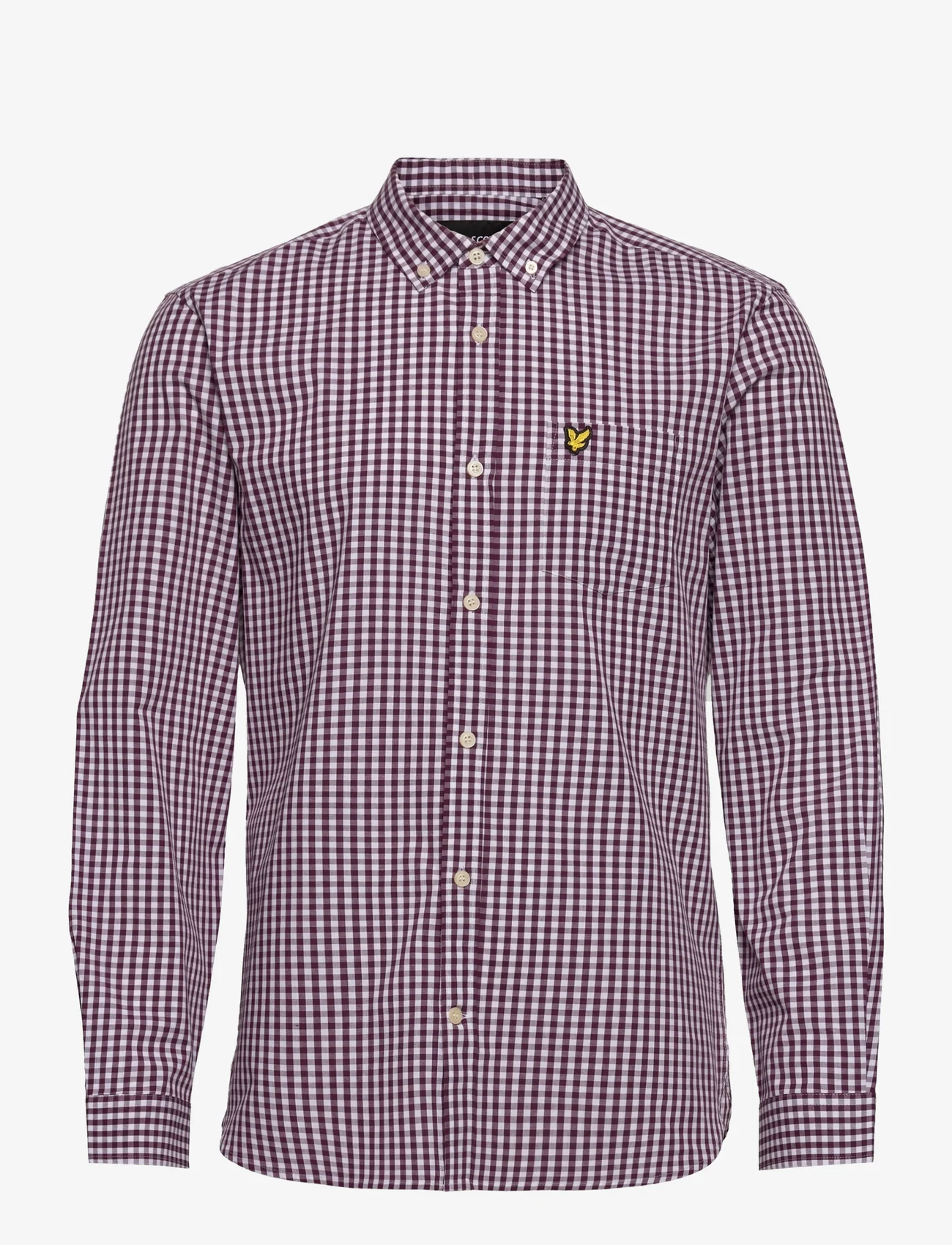 Lyle & Scott - LS Slim Fit Gingham Shirt - karierte hemden - burgundy/white - 0