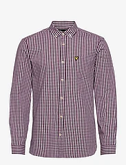 Lyle & Scott - LS Slim Fit Gingham Shirt - rutiga skjortor - burgundy/white - 0
