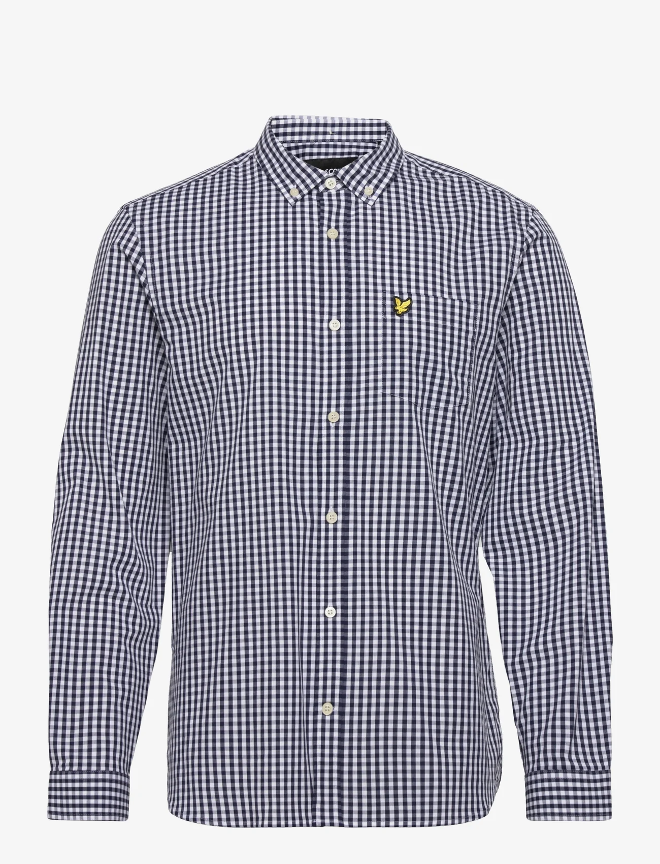 Lyle & Scott - LS Slim Fit Gingham Shirt - rutiga skjortor - navy/white - 0