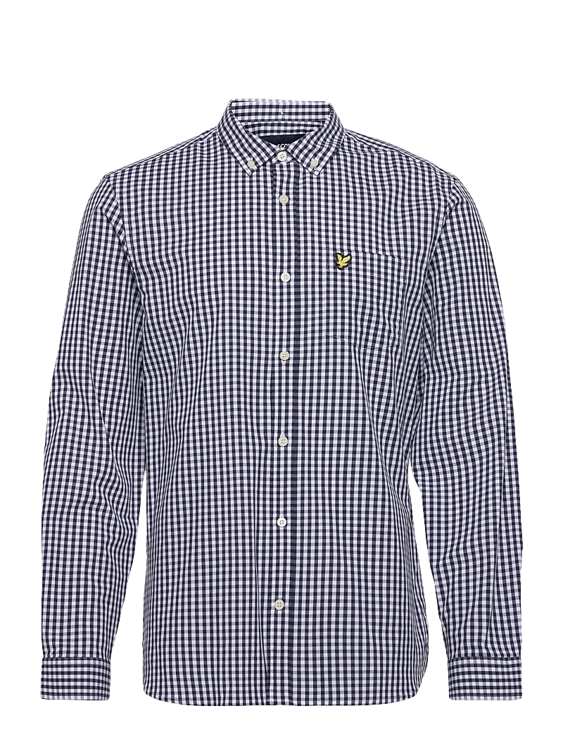 Lyle & Scott - LS Slim Fit Gingham Shirt - rutiga skjortor - navy/white - 1