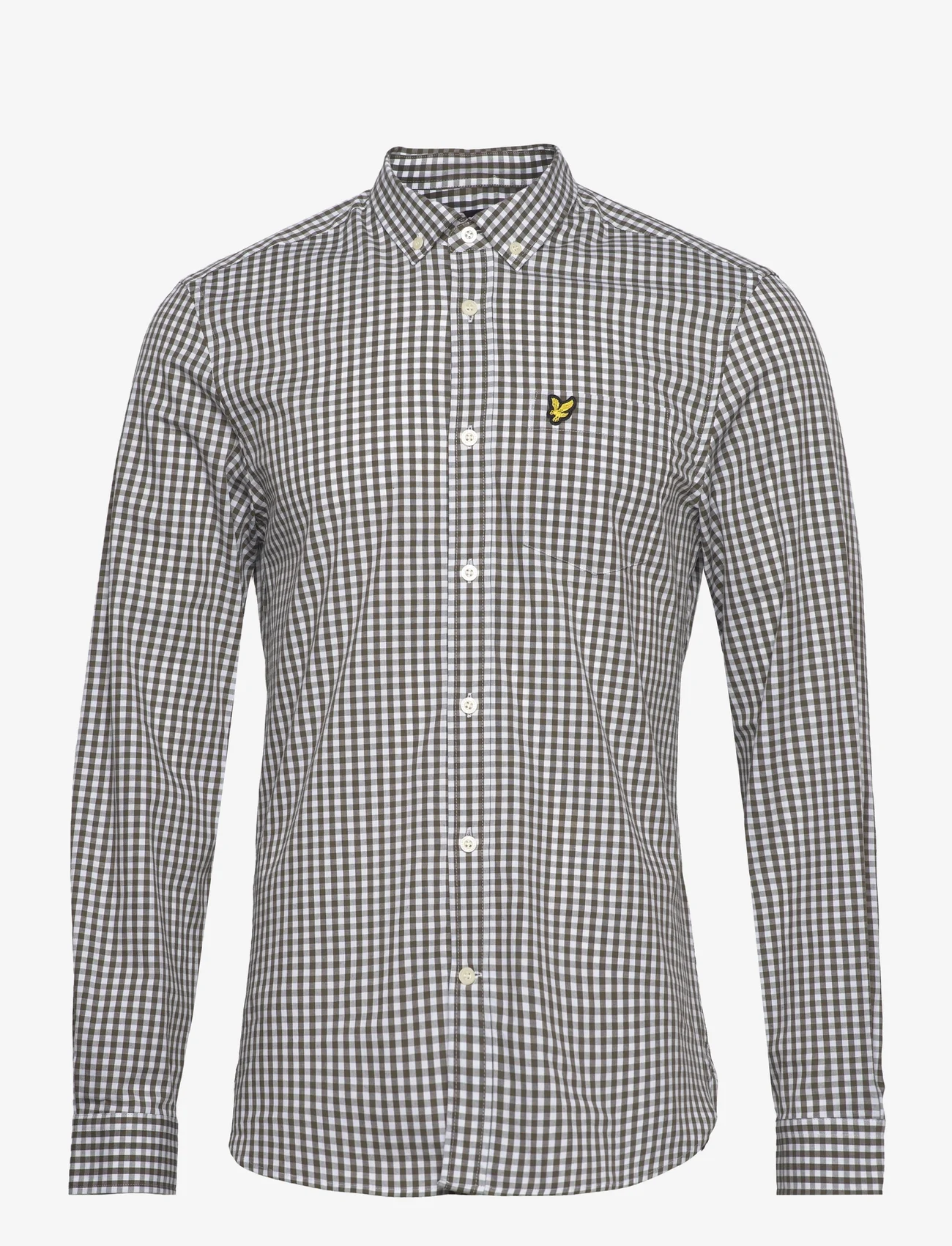 Lyle & Scott - LS Slim Fit Gingham Shirt - rutede skjorter - w536 olive/ white - 0