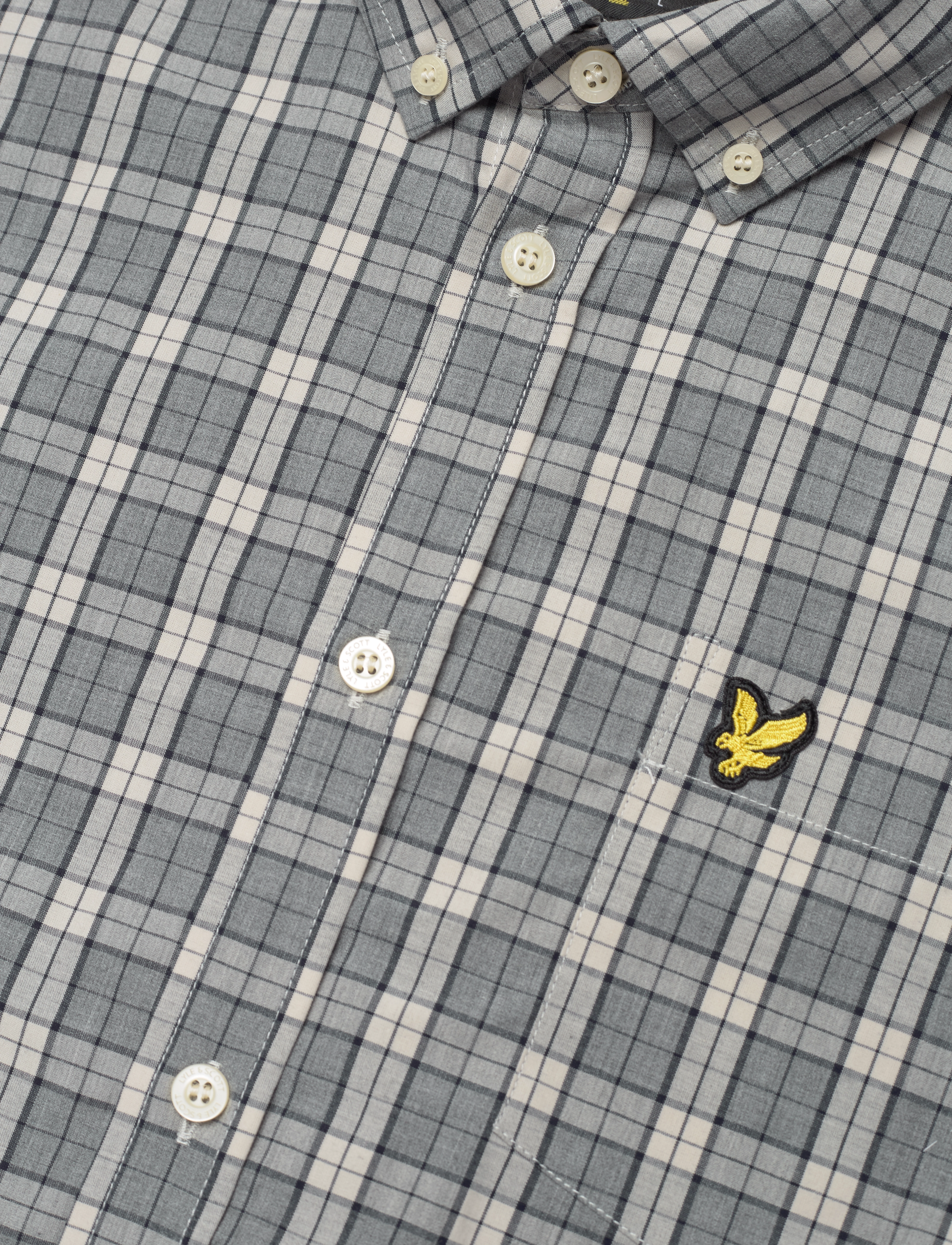 Lyle & Scott - Check Poplin Shirt - touchline white/ mid grey marl - 3