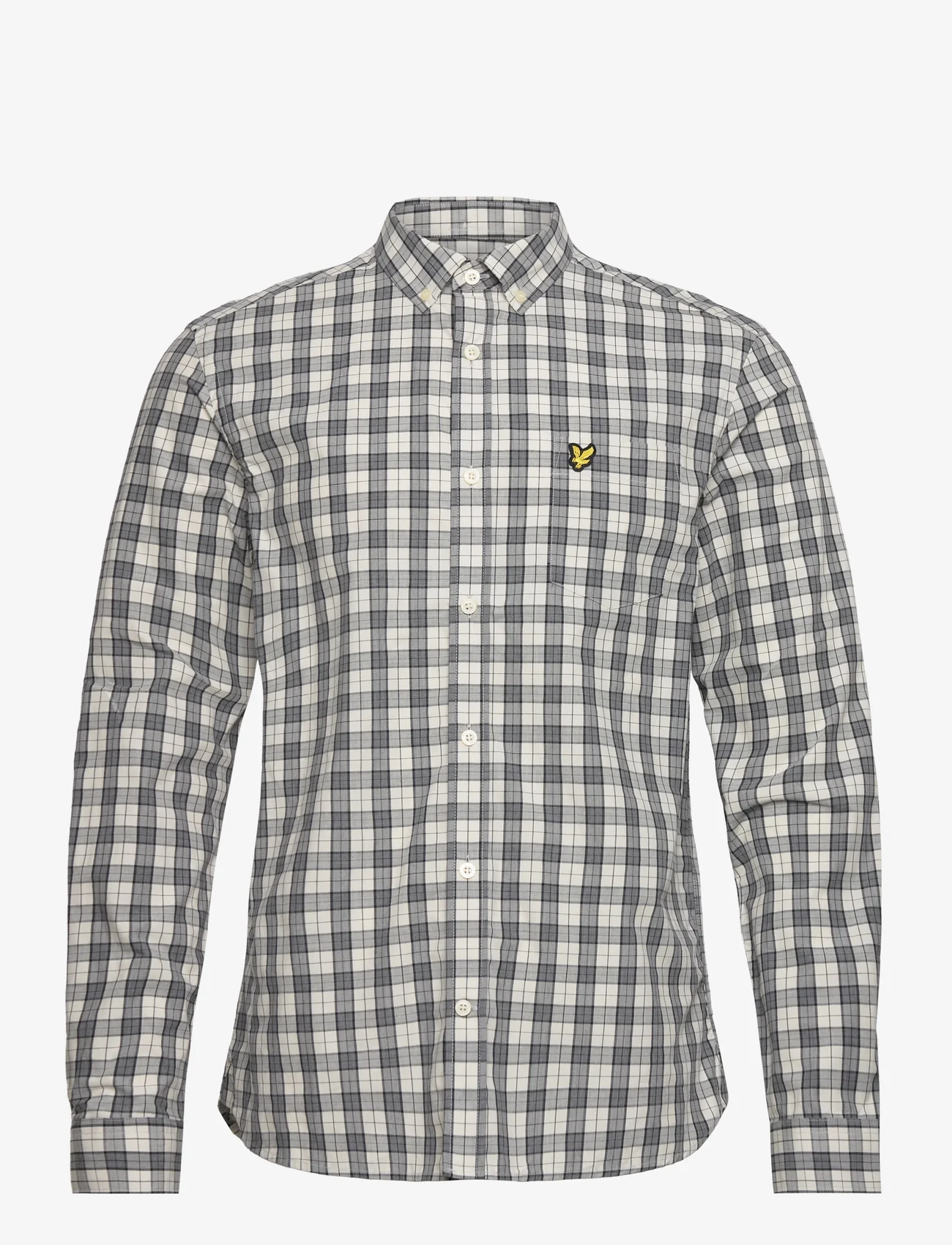 Lyle & Scott - Check Poplin Shirt - ternede skjorter - w803 mid grey marl/ touchline white - 0