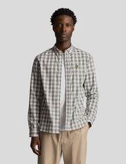 Lyle & Scott - Check Poplin Shirt - ternede skjorter - w803 mid grey marl/ touchline white - 2
