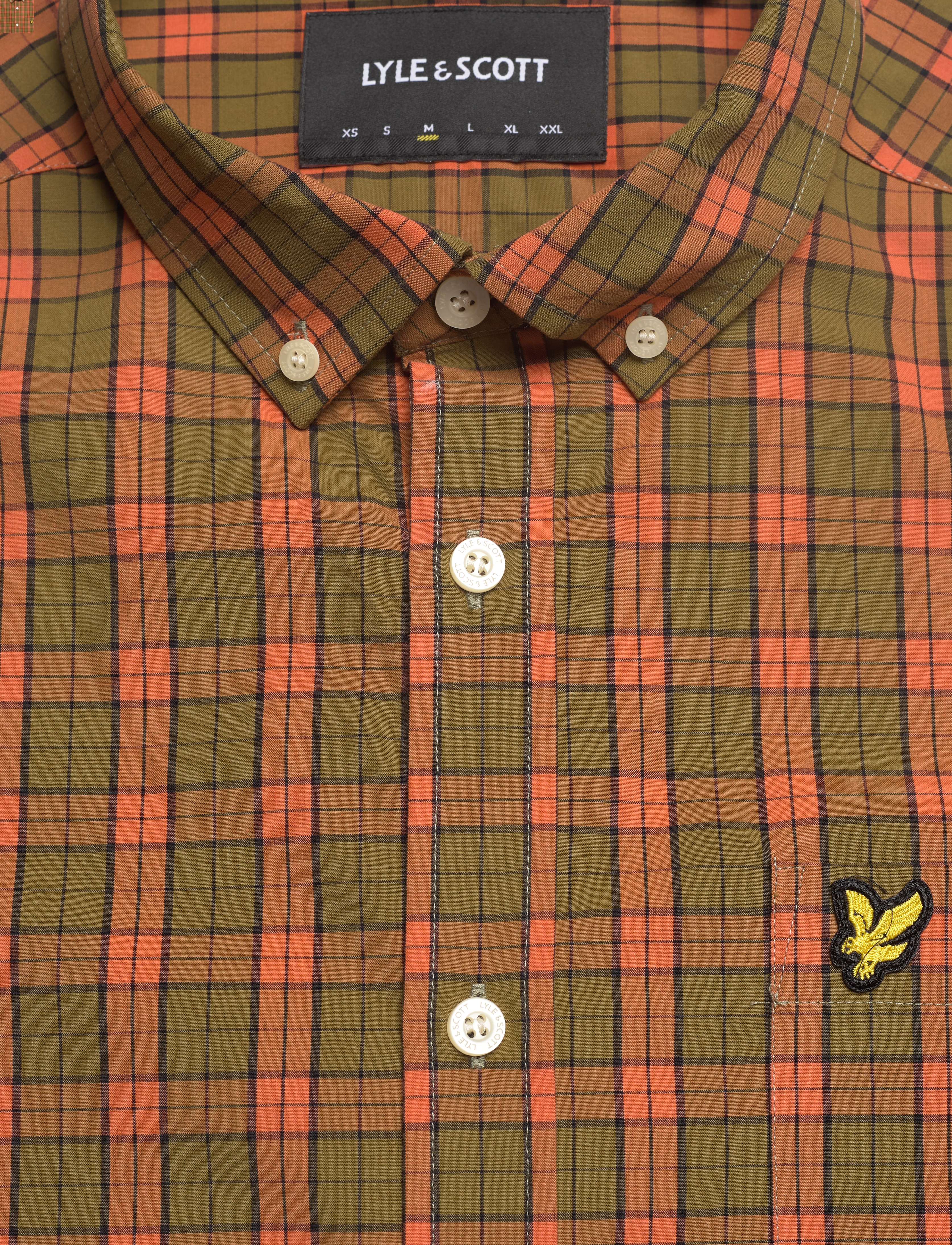 Lyle & Scott - Check Poplin Shirt - victory orange/olive - 2