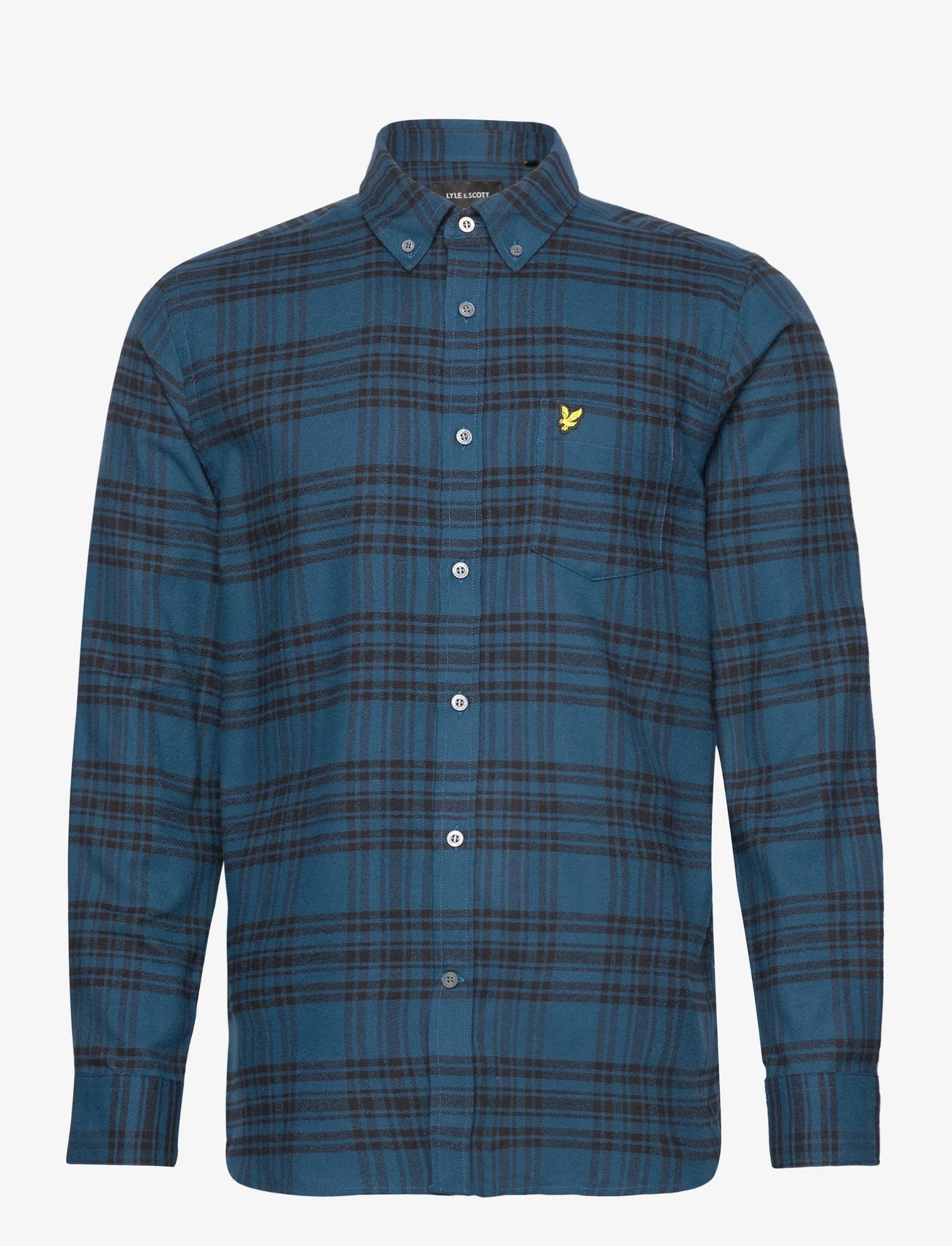 Lyle & Scott - Check Flannel Shirt - ternede skjorter - w992 apres navy - 0