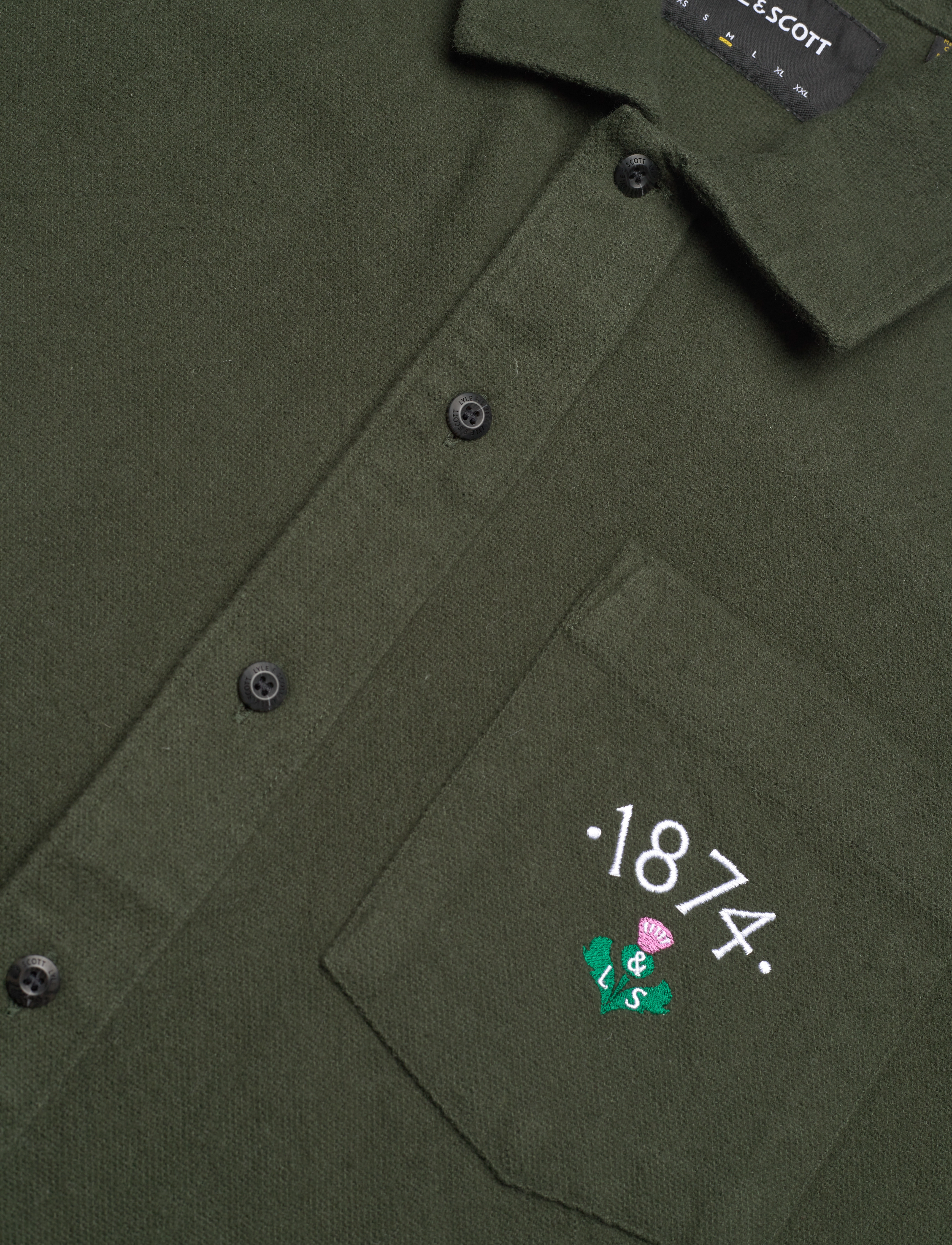 Lyle & Scott - 1874 Brushed Cotton Overshirt - x083 wilton green - 3