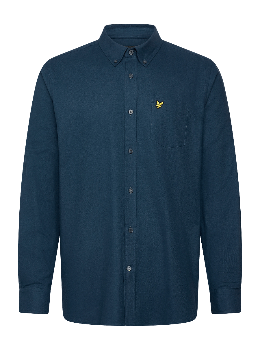 Lyle & Scott - Plain Flannel Shirt - casual shirts - aegean blue - 0