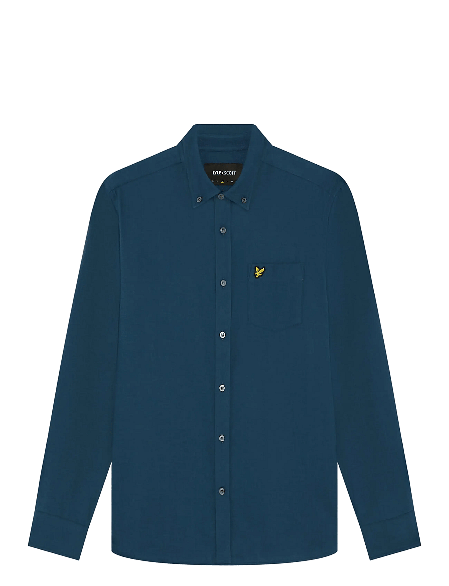 Lyle & Scott - Plain Flannel Shirt - flanell-hemden - aegean blue - 0
