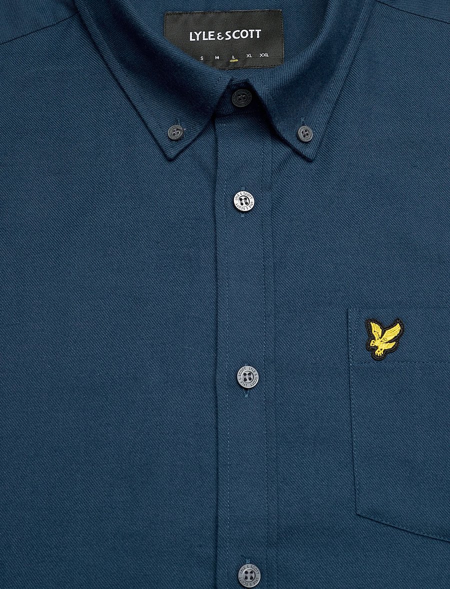 Lyle & Scott - Plain Flannel Shirt - flanell-hemden - aegean blue - 1