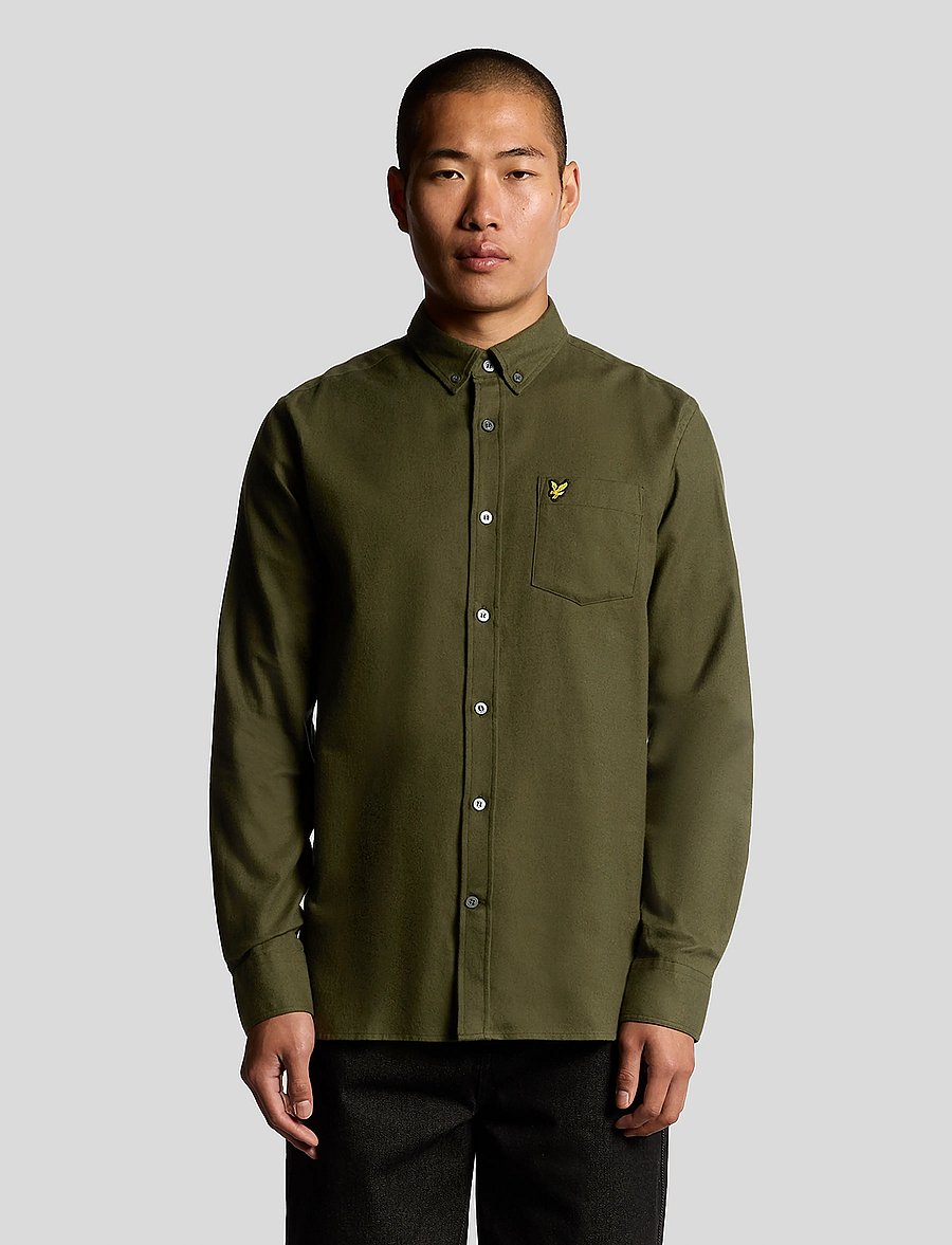 Lyle & Scott - Plain Flannel Shirt - flanell-hemden - deep depths - 0