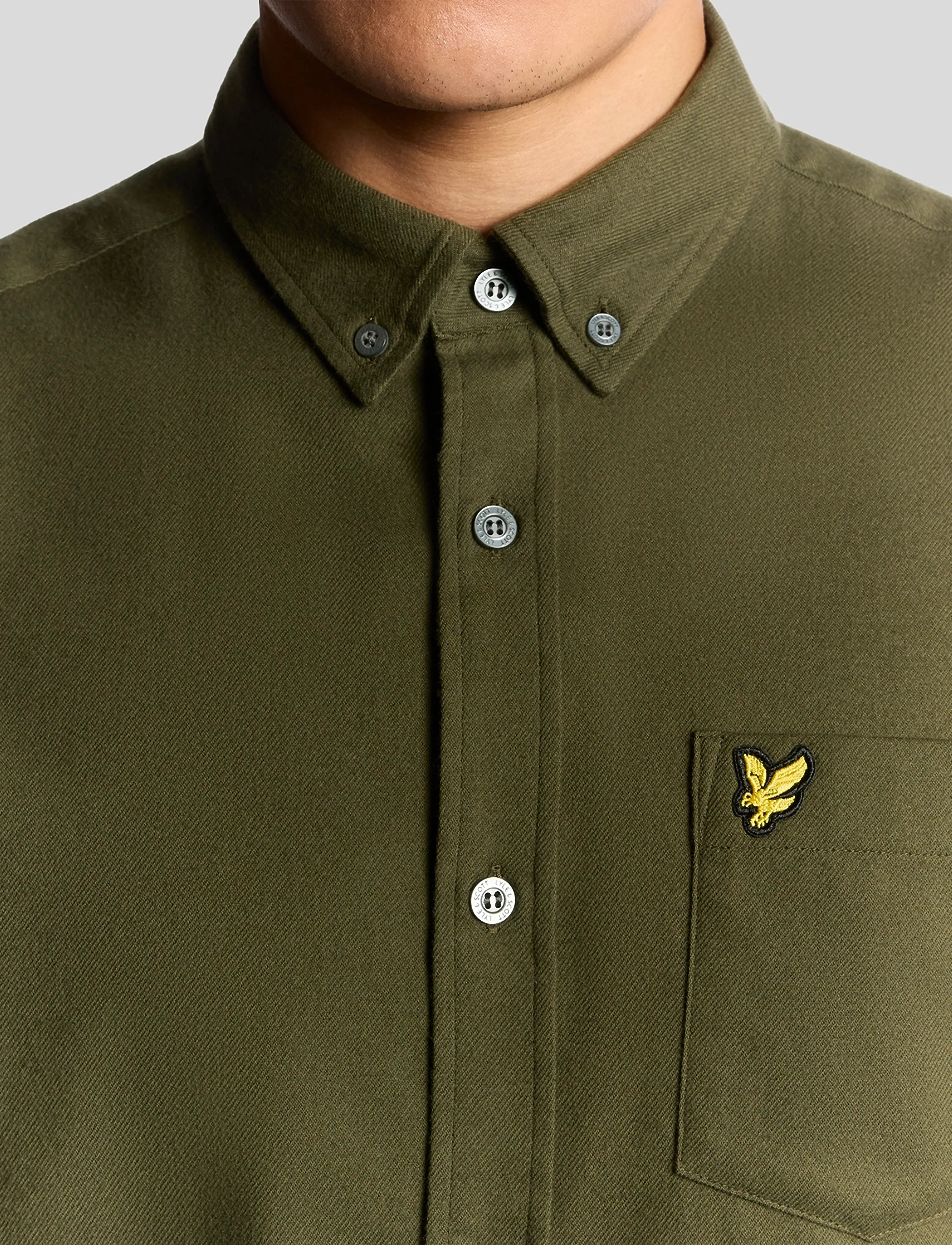 Lyle & Scott - Plain Flannel Shirt - prezenty urodzinowe - deep depths - 4
