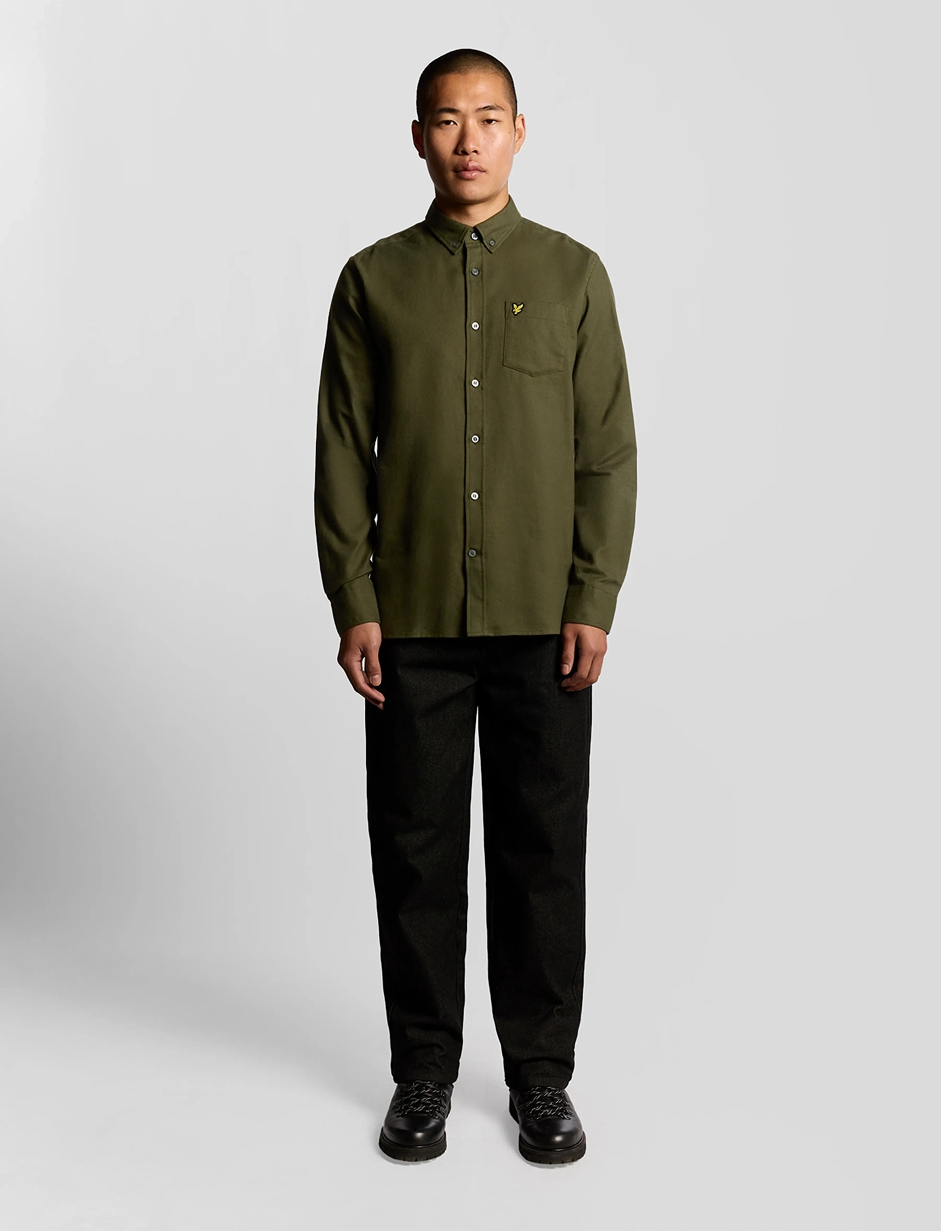 Lyle & Scott - Plain Flannel Shirt - prezenty urodzinowe - deep depths - 5